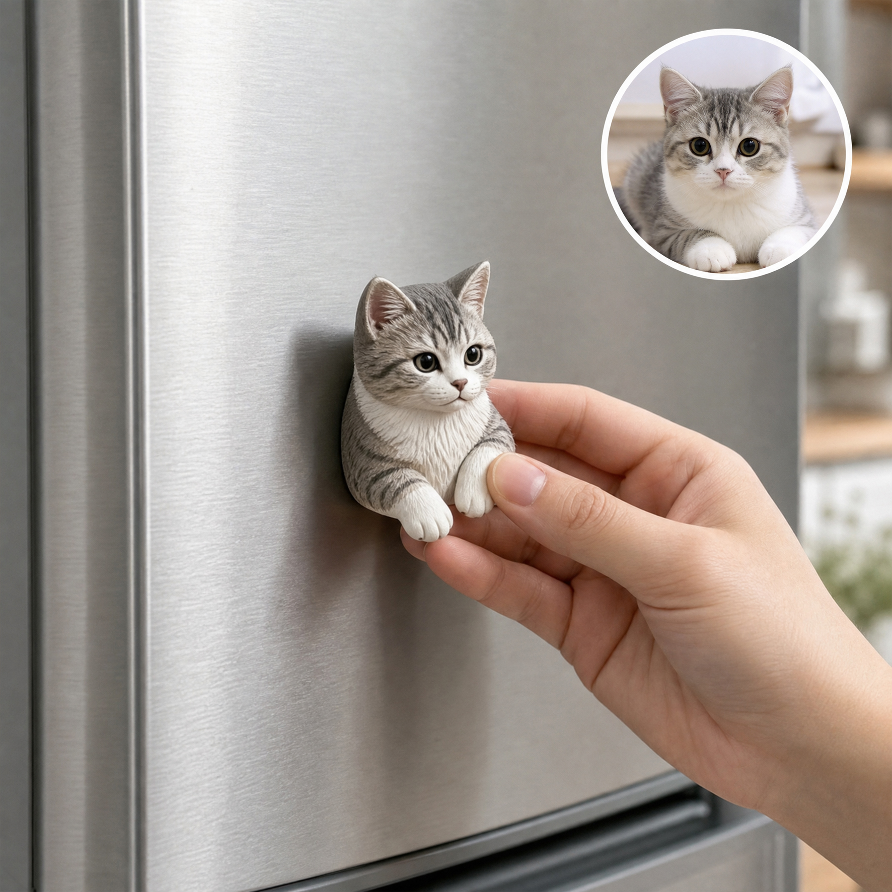 Custom 3D Relief Pet Fridge Magnet | Personalized Cat & Dog Photo Refrigerator Decor