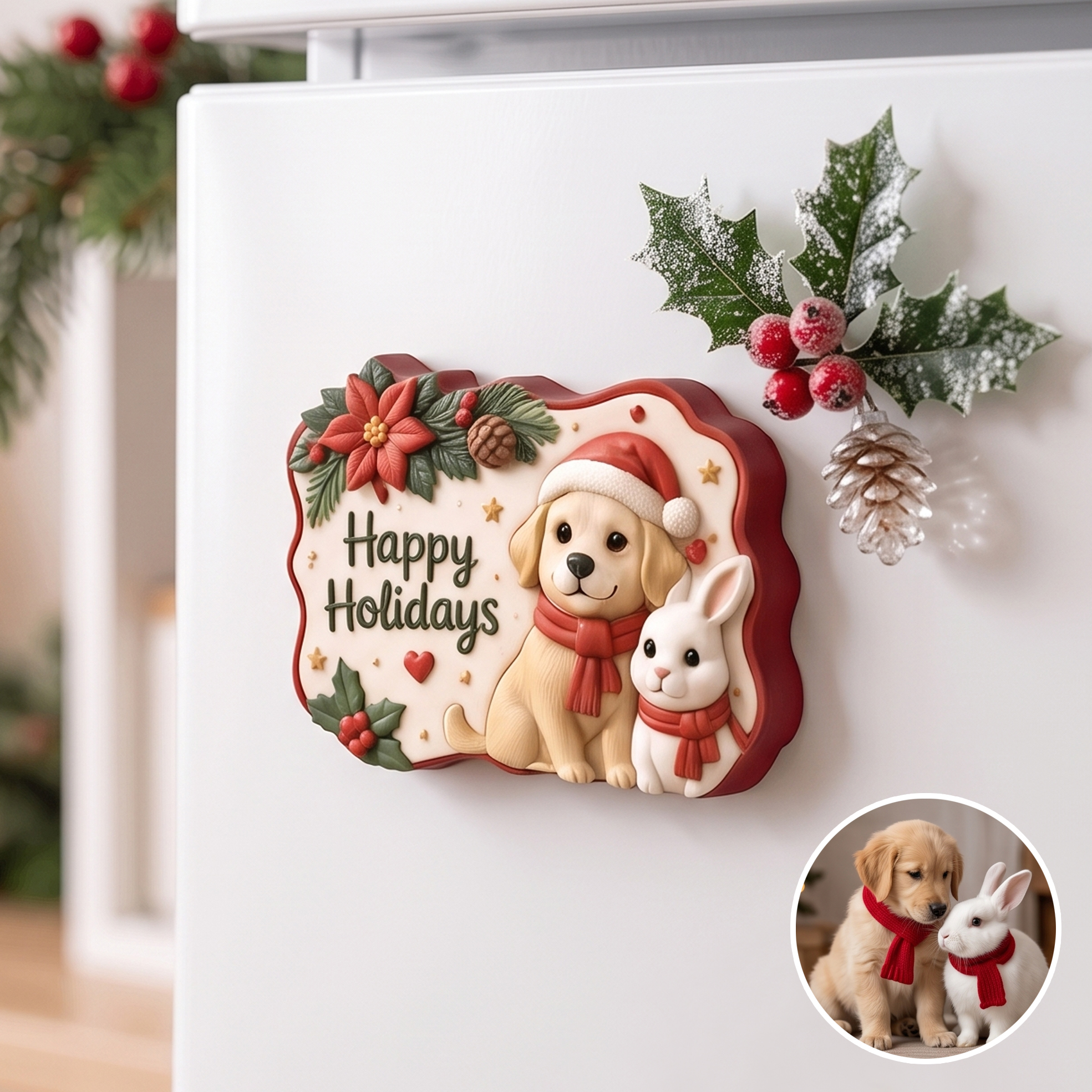 Custom 3D Christmas Portrait Fridge Magnet