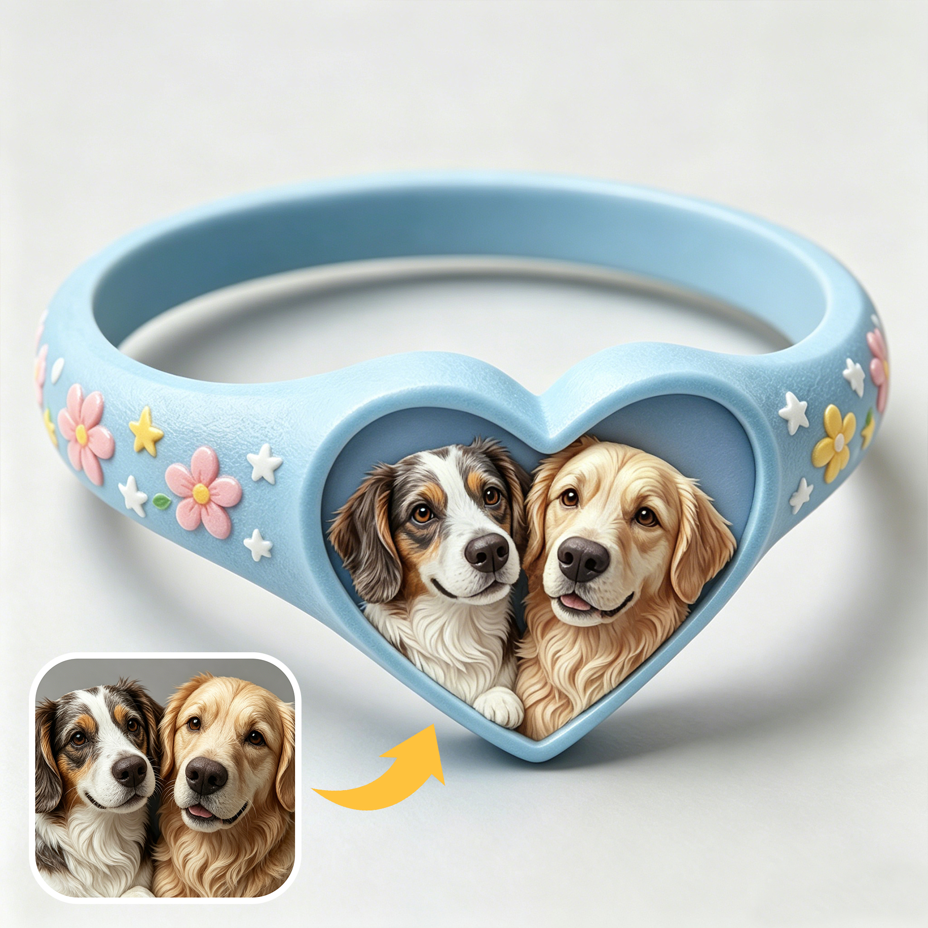 Customized 3D pet portrait rings, personalized 3D pet portrait rings, commemorative gifts for pet lovers.