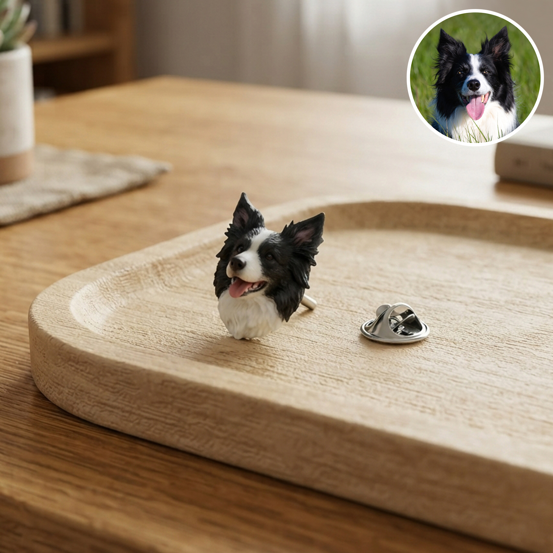 Customized 3D pet portrait brooch, personalized 3D pet portrait brooch, commemorative gifts for pet lovers.