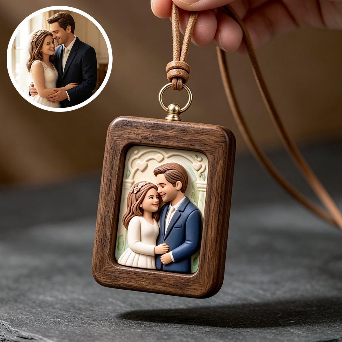 Personalized 3D Portrait Car Ornament, Customized 3D Portrait/Pet Photo with Frame Ornaments,Made of Resin, Compatible with Cars and Offices, Multi-purpose for Dashboard/Desktop/Hanging, Driving Test Pass Gift, 3D Ornaments Anniversary Gift for Him/Her