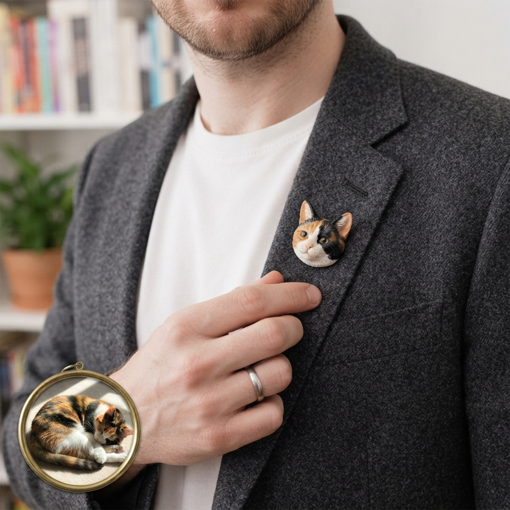 Customized 3D pet portrait brooch, personalized 3D pet portrait brooch, commemorative gifts for pet lovers.