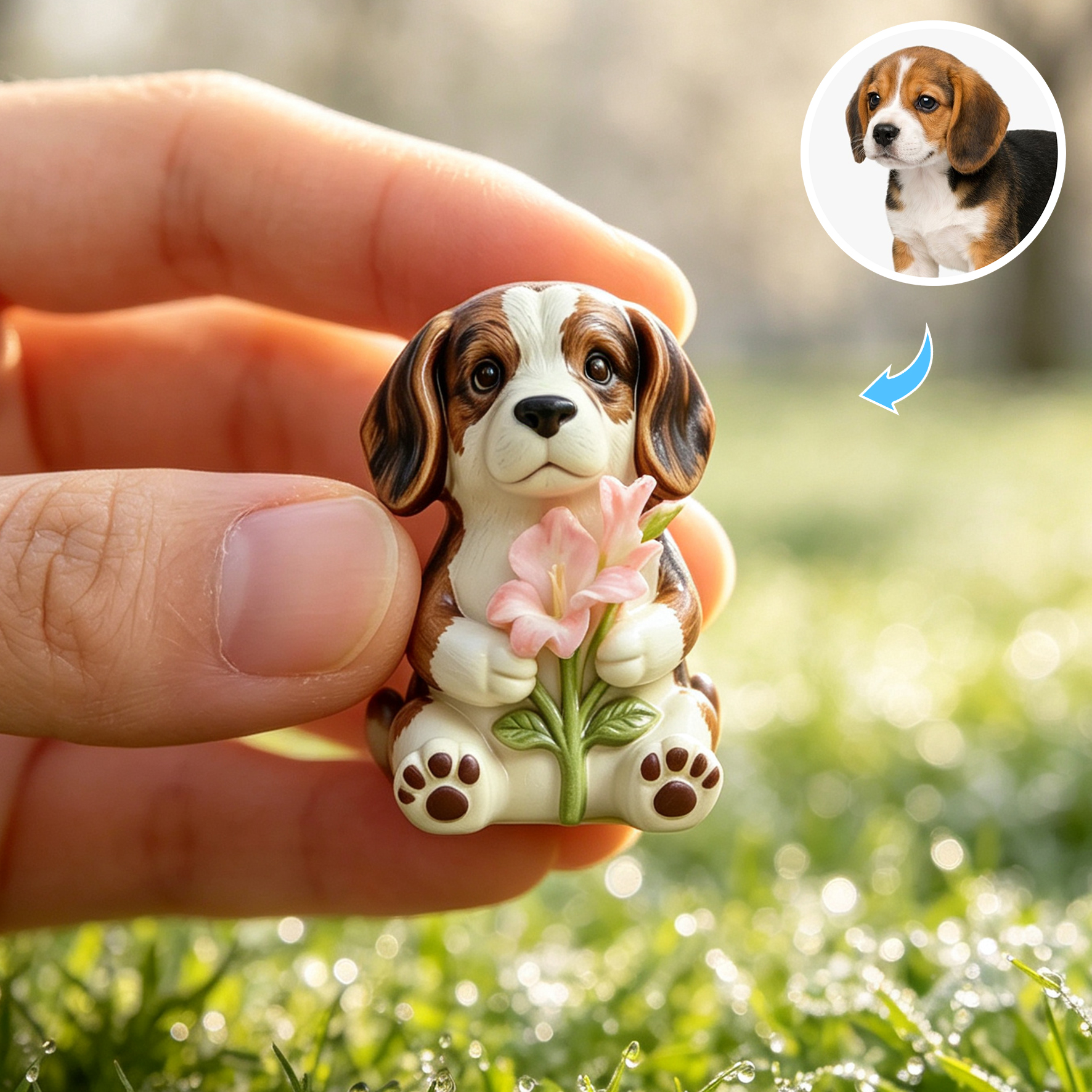 Cute 3D Custom Mini Ornaments of Characters or Pets | Made of resin, compatible with cars and offices, multi-purpose for dashboard/desktop/hanging, cartoon theme, perfect for Valentine's Day gifts.
