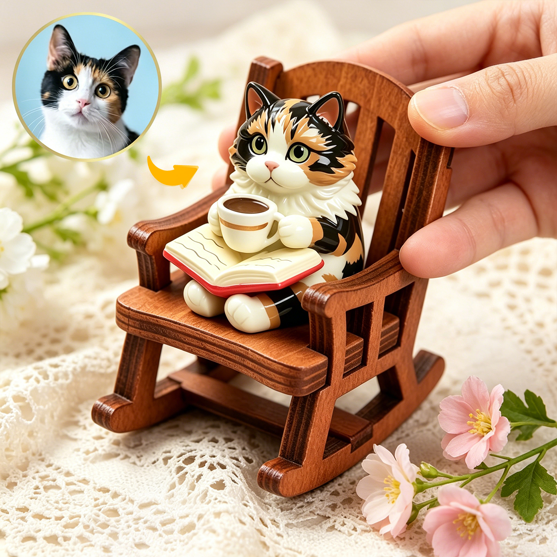 Cute 3D Custom Mini Ornaments of Characters or Pets | Made of resin, compatible with cars and offices, multi-purpose for dashboard/desktop/hanging, cartoon theme, perfect for Valentine's Day gifts.