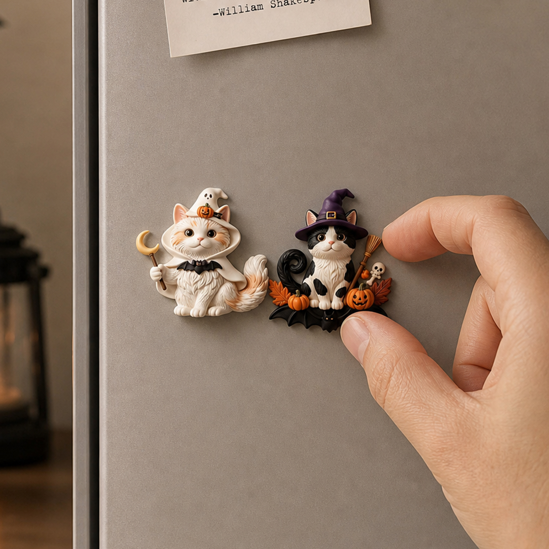 Custom 3D Relief Cartoon Fridge Magnet | Personalized Halloween Pet Fridge Magnet with Pumpkin/Ghost | Made of resin | Dogs Cats Halloween Gift