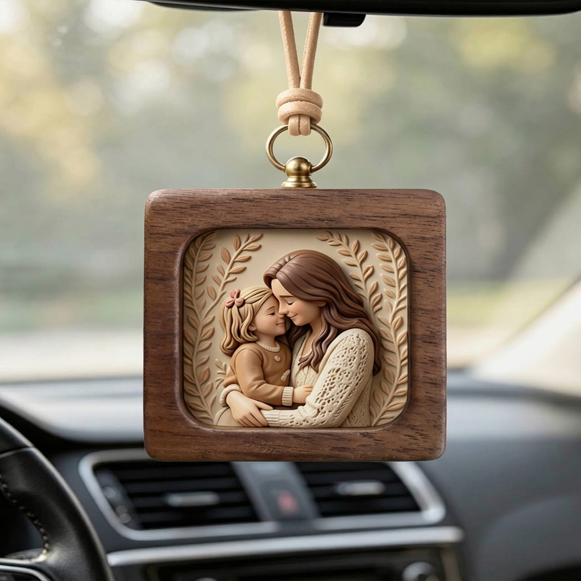 Personalized 3D Portrait Car Ornament with Frame | Custom Photo Gift for Him/Her