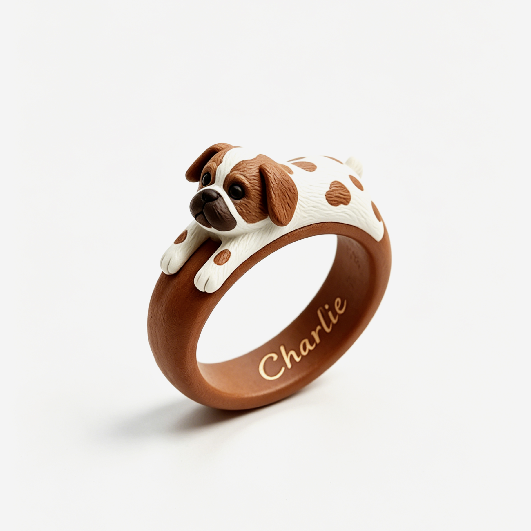Customized 3D pet portrait rings, personalized 3D pet portrait rings, commemorative gifts for pet lovers.