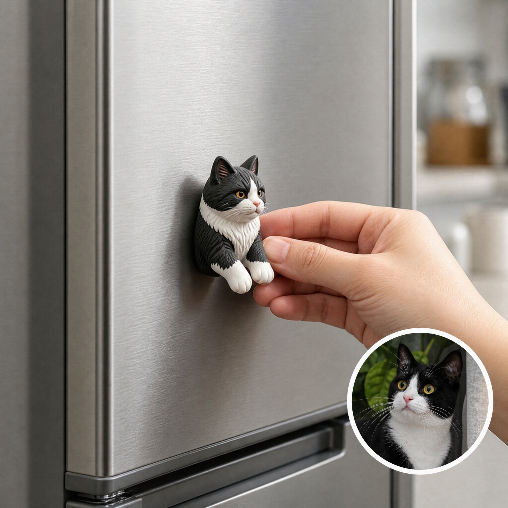 Custom 3D Relief Pet Fridge Magnet | Personalized Cat & Dog Photo Refrigerator Decor