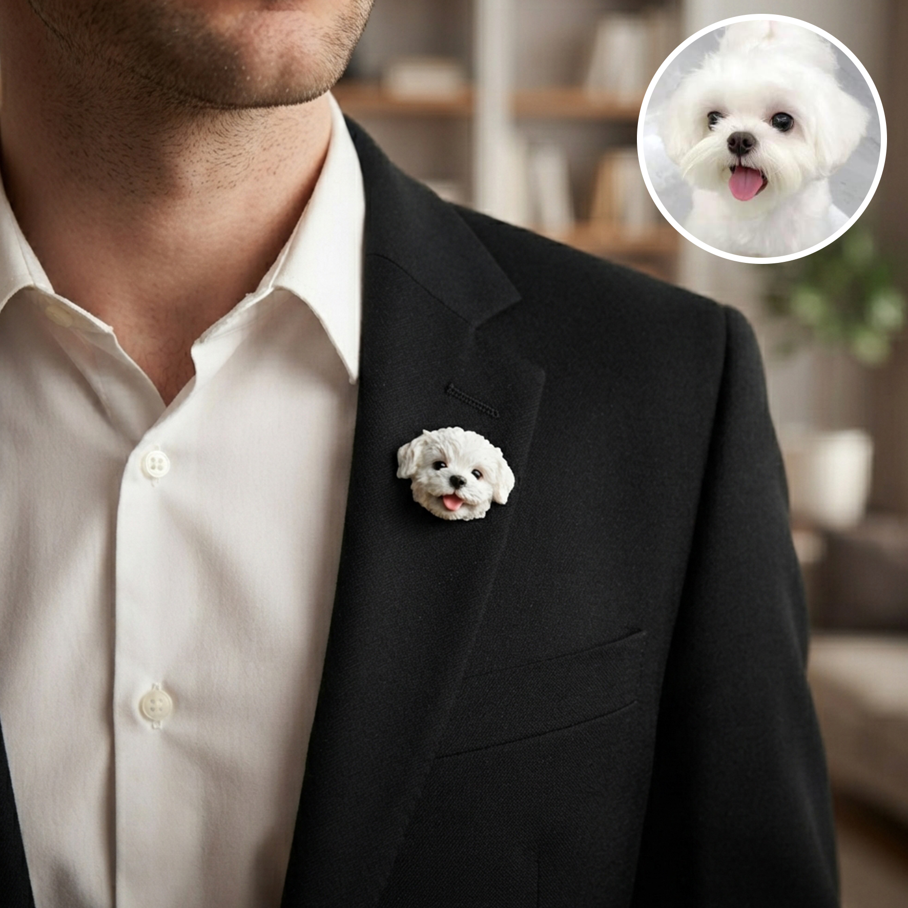 Customized 3D pet portrait brooch, personalized 3D pet portrait brooch, commemorative gifts for pet lovers.