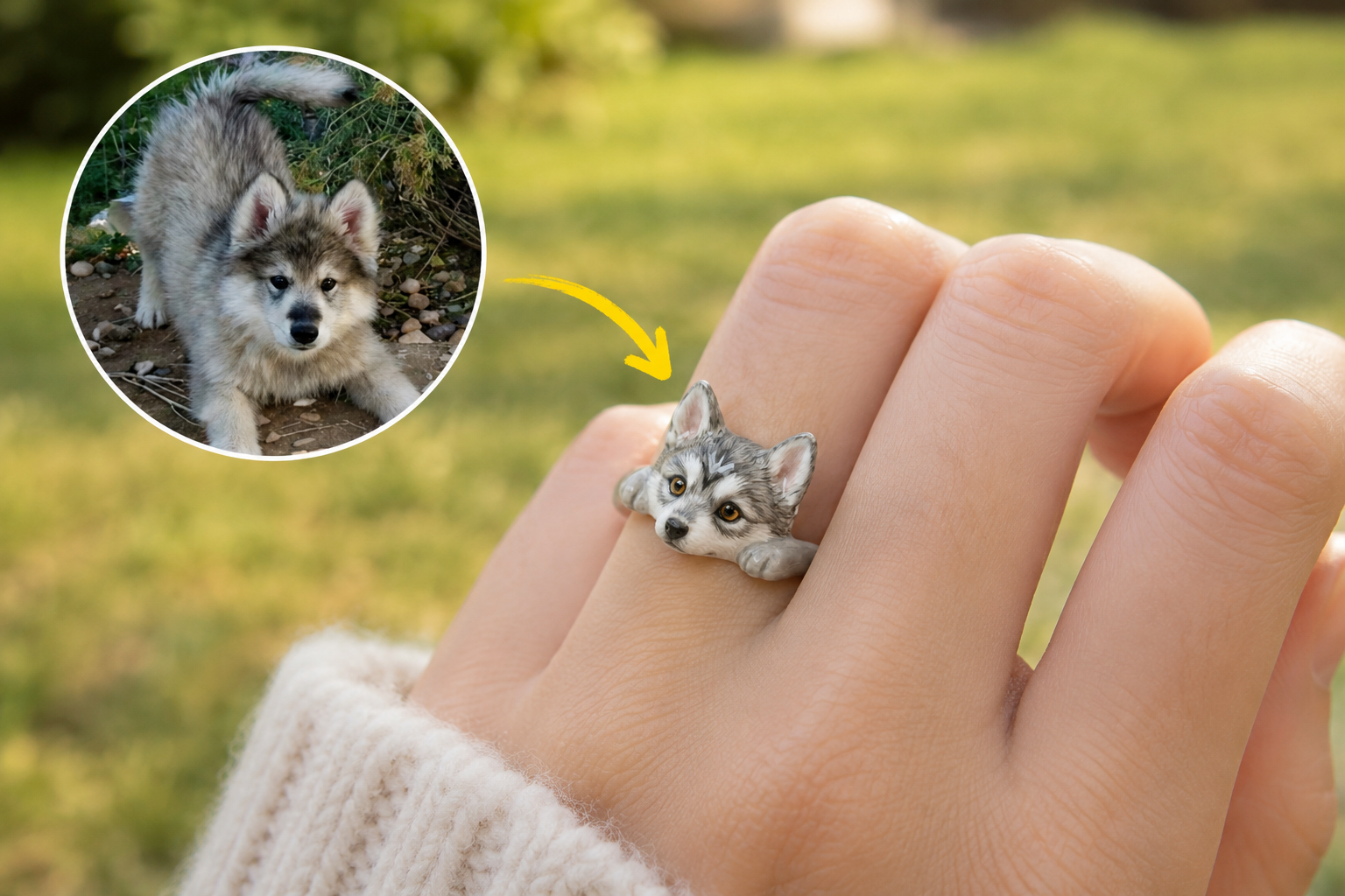 Customized 3D pet portrait rings, personalized 3D pet portrait rings, commemorative gifts for pet lovers.