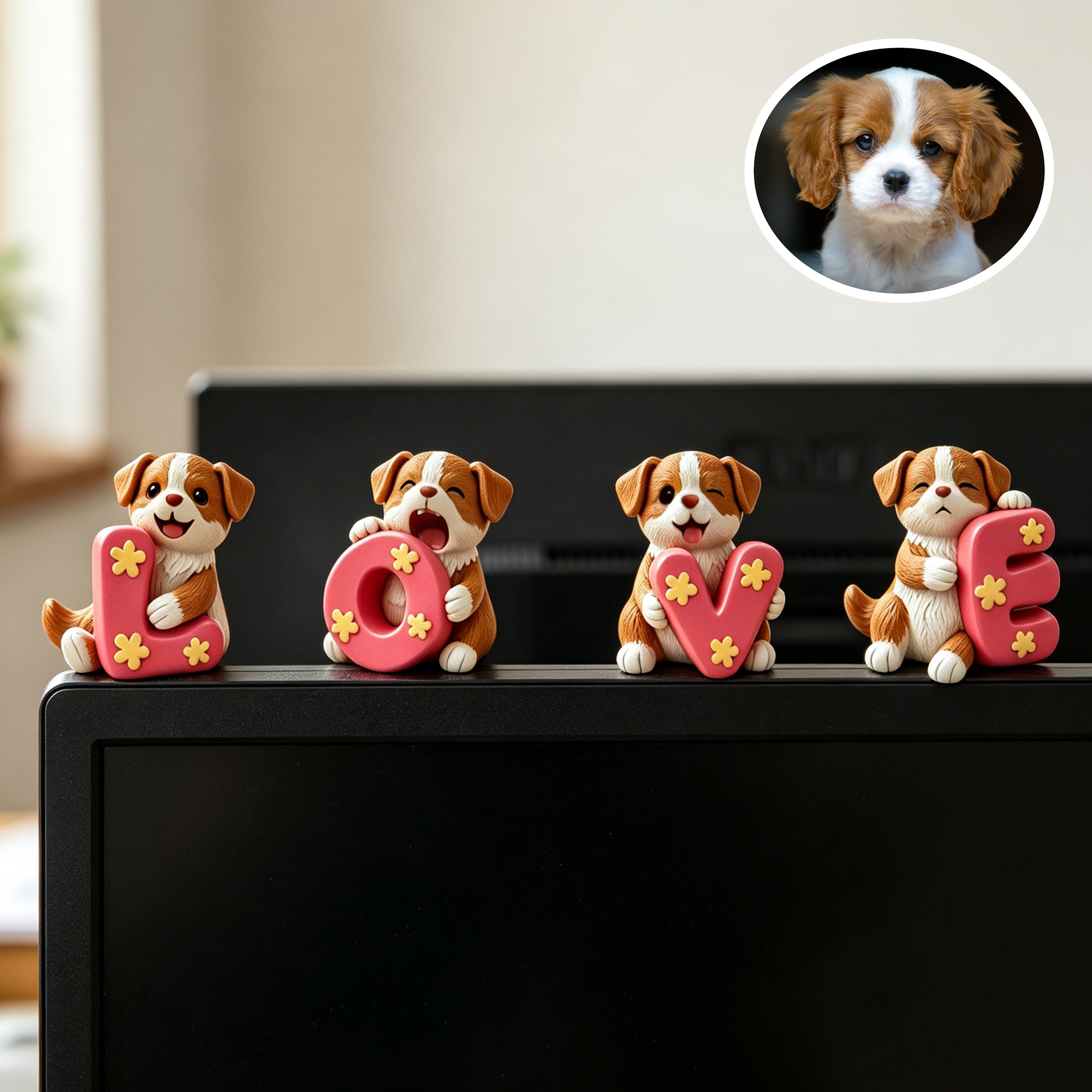 Cute 3D Custom Mini Ornaments of Characters or Pets | Made of resin, compatible with cars and offices, multi-purpose for dashboard/desktop/hanging, cartoon theme, perfect for Valentine's Day gifts.