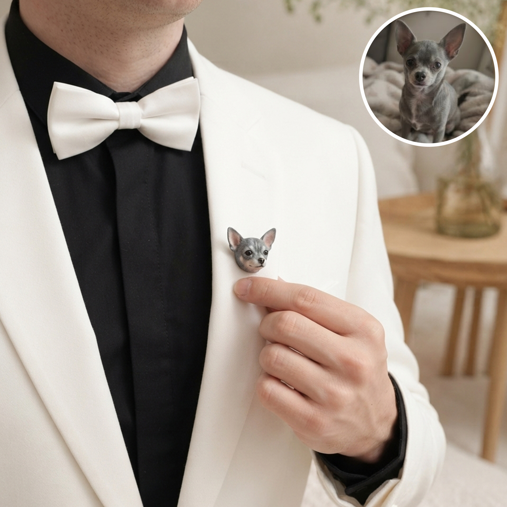 Customized 3D pet portrait brooch, personalized 3D pet portrait brooch, commemorative gifts for pet lovers.