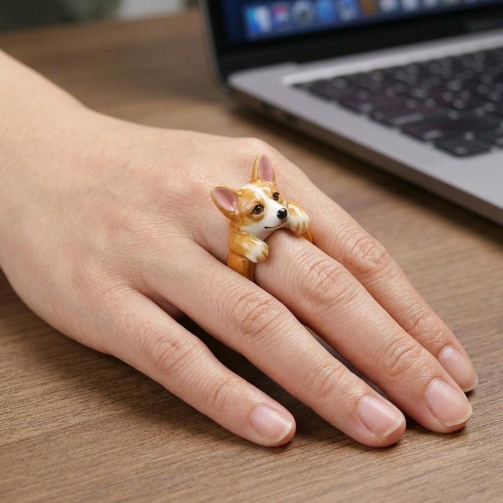 Customized 3D pet portrait rings, personalized 3D pet portrait rings, commemorative gifts for pet lovers.