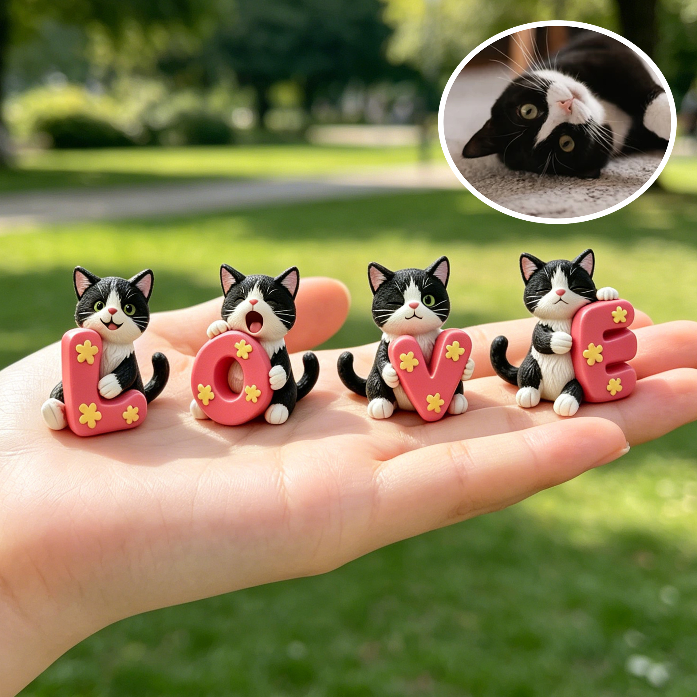 Cute 3D Custom Mini Ornaments of Characters or Pets | Made of resin, compatible with cars and offices, multi-purpose for dashboard/desktop/hanging, cartoon theme, perfect for Valentine's Day gifts.