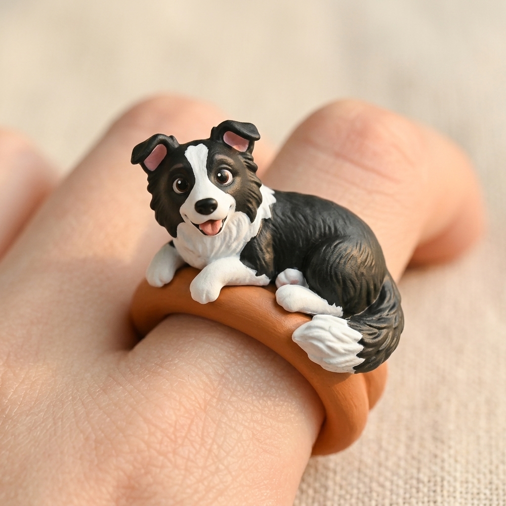 Customized 3D pet portrait rings, personalized 3D pet portrait rings, commemorative gifts for pet lovers.