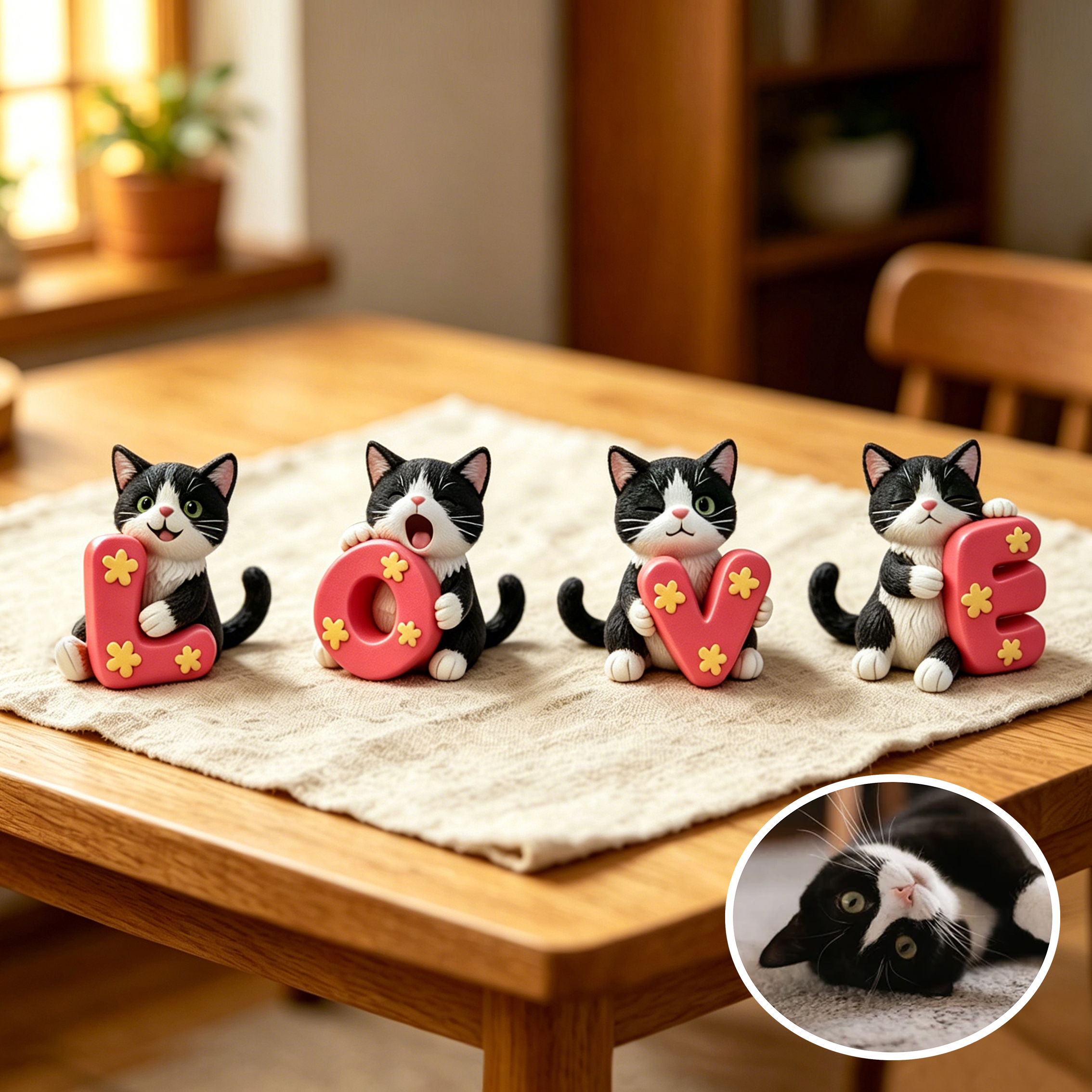 Cute 3D Custom Mini Ornaments of Characters or Pets | Made of resin, compatible with cars and offices, multi-purpose for dashboard/desktop/hanging, cartoon theme, perfect for Valentine's Day gifts.