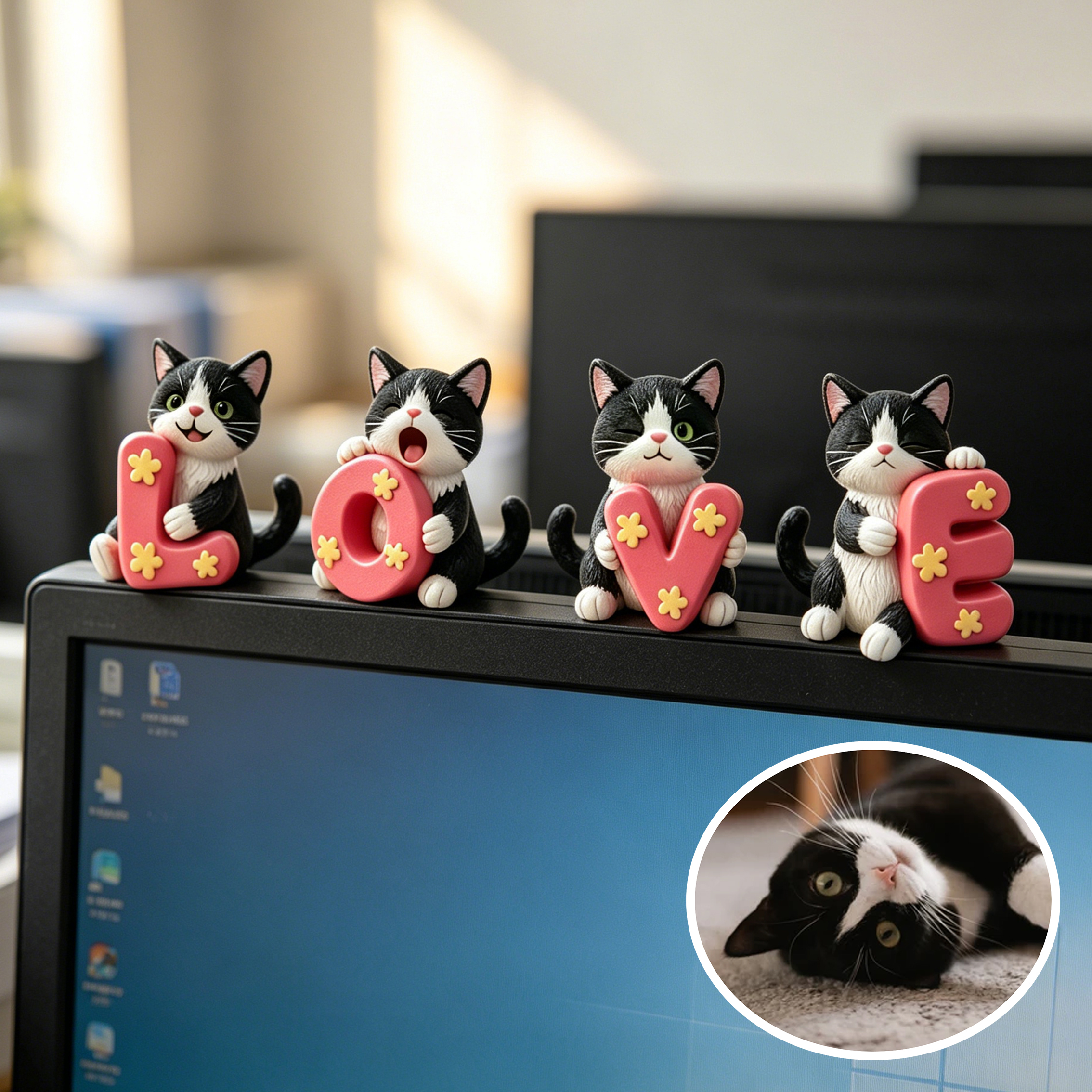 Cute 3D Custom Mini Ornaments of Characters or Pets | Made of resin, compatible with cars and offices, multi-purpose for dashboard/desktop/hanging, cartoon theme, perfect for Valentine's Day gifts.