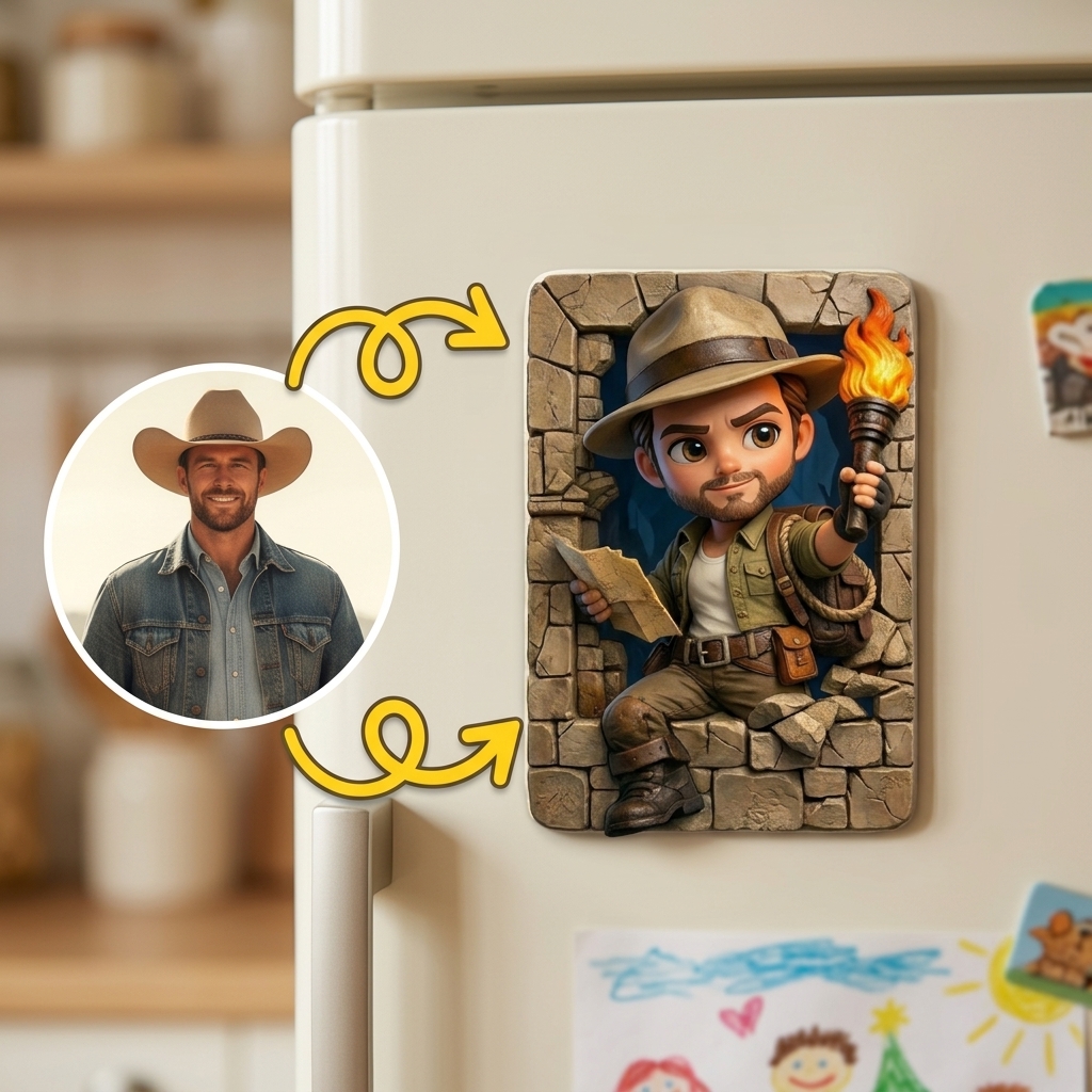 Customized 3D Cartoon Fridge Magnets | Customizable with family photos, pet photos, couple photos | Unique hand-painted 3D embossed commemorative gifts, suitable for holidays, birthdays, anniversaries, and other occasions.