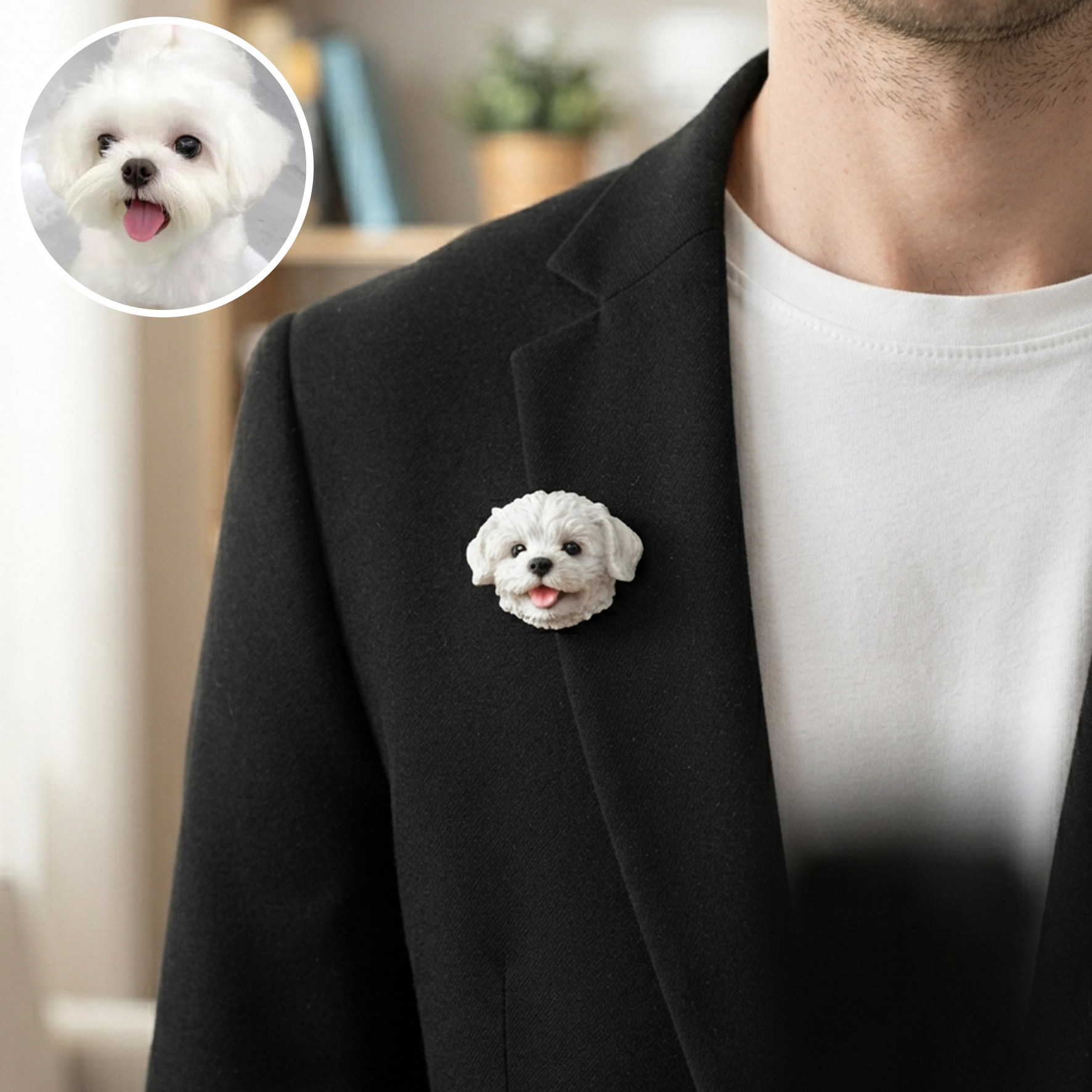 Customized 3D pet portrait brooch, personalized 3D pet portrait brooch, commemorative gifts for pet lovers.
