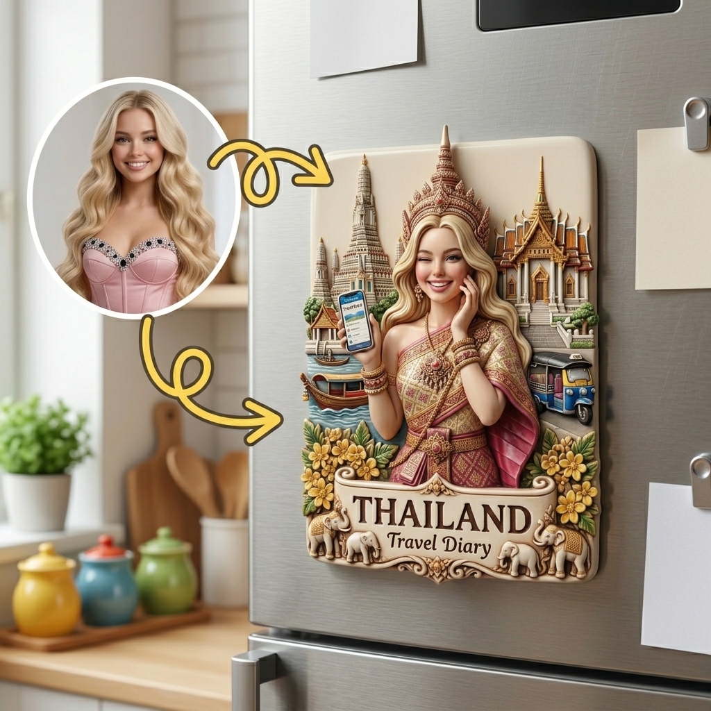 PrintyNext 3D Custom Travel Fridge Magnets, Personalized  Souvenir with City Landmark & Your Figure, Custom 3D City Landmark Fridge Magnets, Unique Travel Souvenirs, Collectible Resin Statues, Home Decor Souvenirs