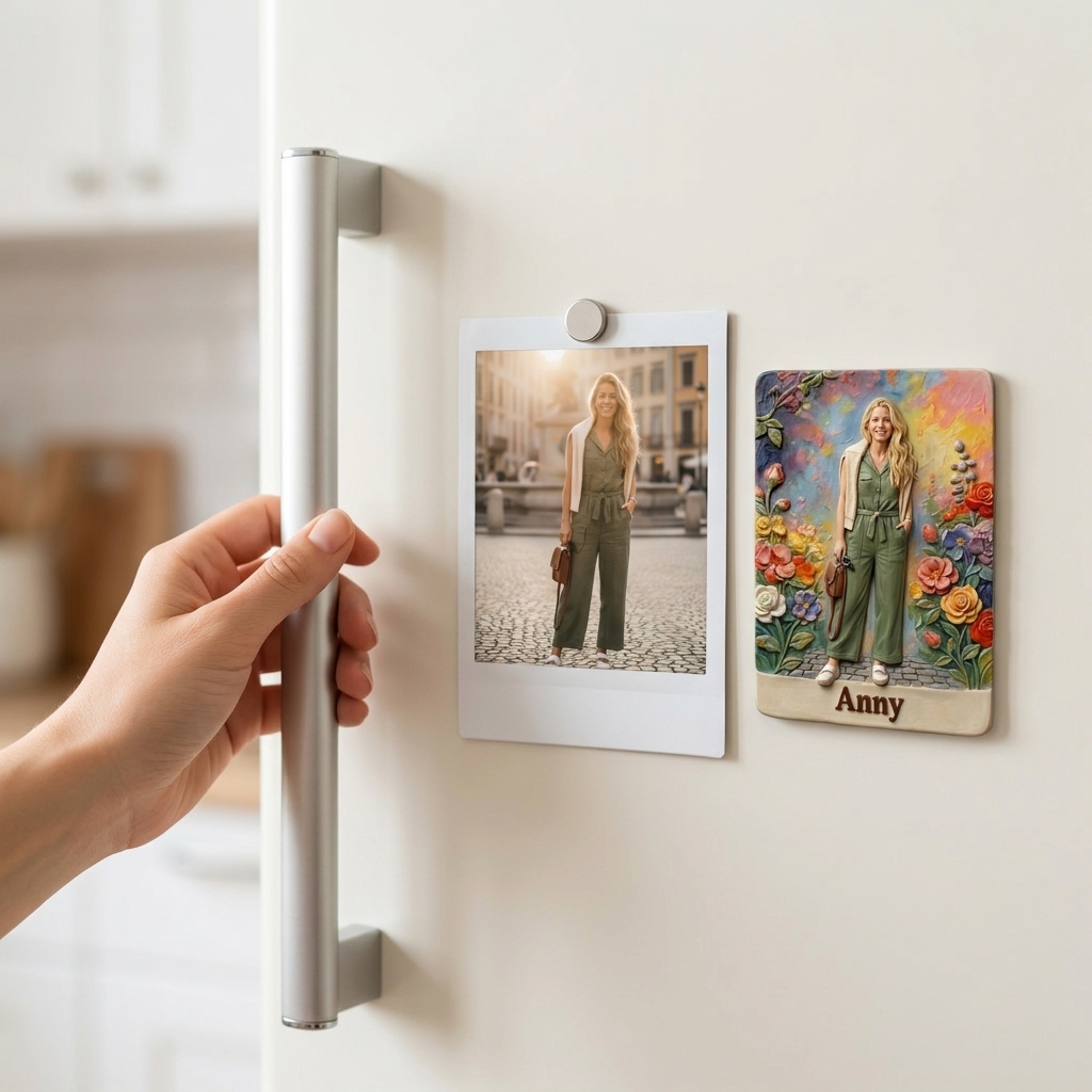 Customized 3D Cartoon Fridge Magnets | Customizable with family photos, pet photos, couple photos | Unique hand-painted 3D embossed commemorative gifts, suitable for holidays, birthdays, anniversaries, and other occasions.