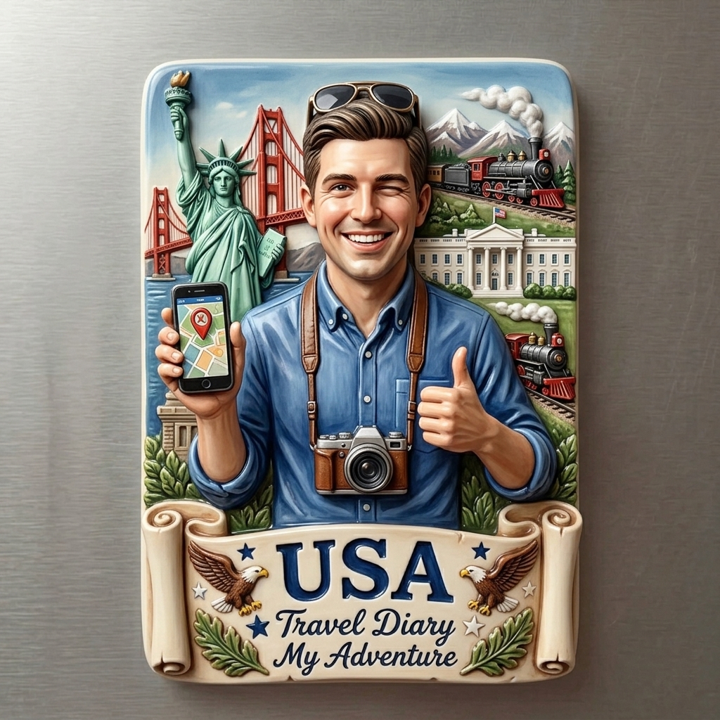 PrintyNext 3D Custom Travel Fridge Magnets, Personalized  Souvenir with City Landmark & Your Figure, Custom 3D City Landmark Fridge Magnets, Unique Travel Souvenirs, Collectible Resin Statues, Home Decor Souvenirs