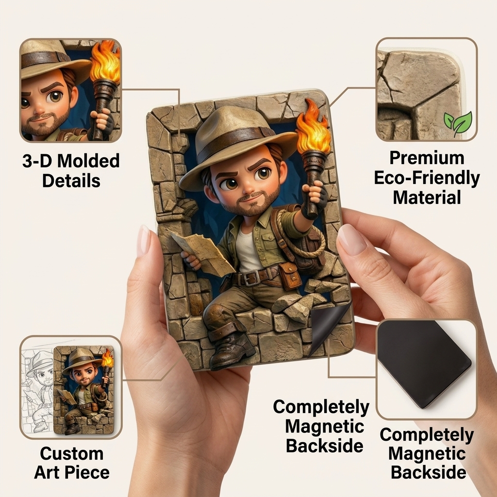 Customized 3D Cartoon Fridge Magnets | Customizable with family photos, pet photos, couple photos | Unique hand-painted 3D embossed commemorative gifts, suitable for holidays, birthdays, anniversaries, and other occasions.