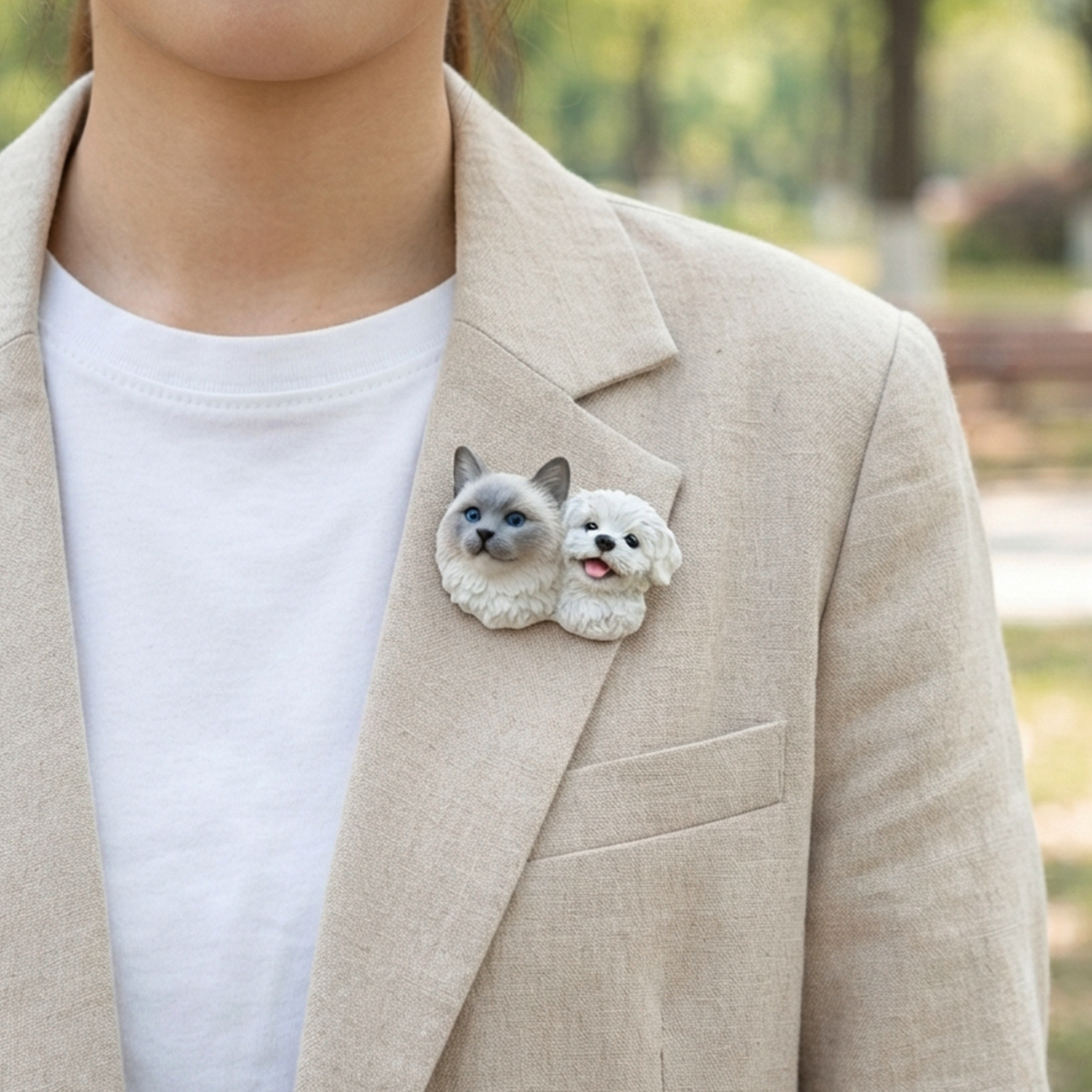 Customized 3D pet portrait brooch, personalized 3D pet portrait brooch, commemorative gifts for pet lovers.