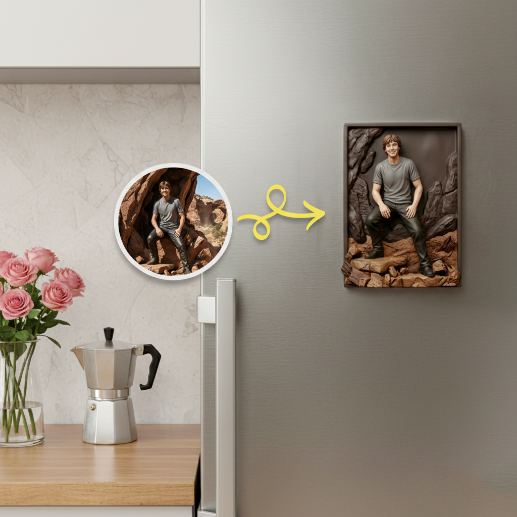 Customized 3D Cartoon Fridge Magnets | Customizable with family photos, pet photos, couple photos | Unique hand-painted 3D embossed commemorative gifts, suitable for holidays, birthdays, anniversaries, and other occasions.