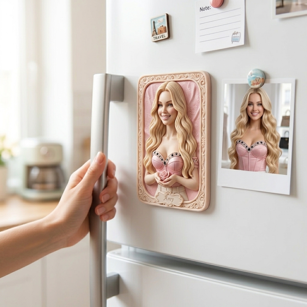 Customized 3D Cartoon Fridge Magnets | Customizable with family photos, pet photos, couple photos | Unique hand-painted 3D embossed commemorative gifts, suitable for holidays, birthdays, anniversaries, and other occasions.