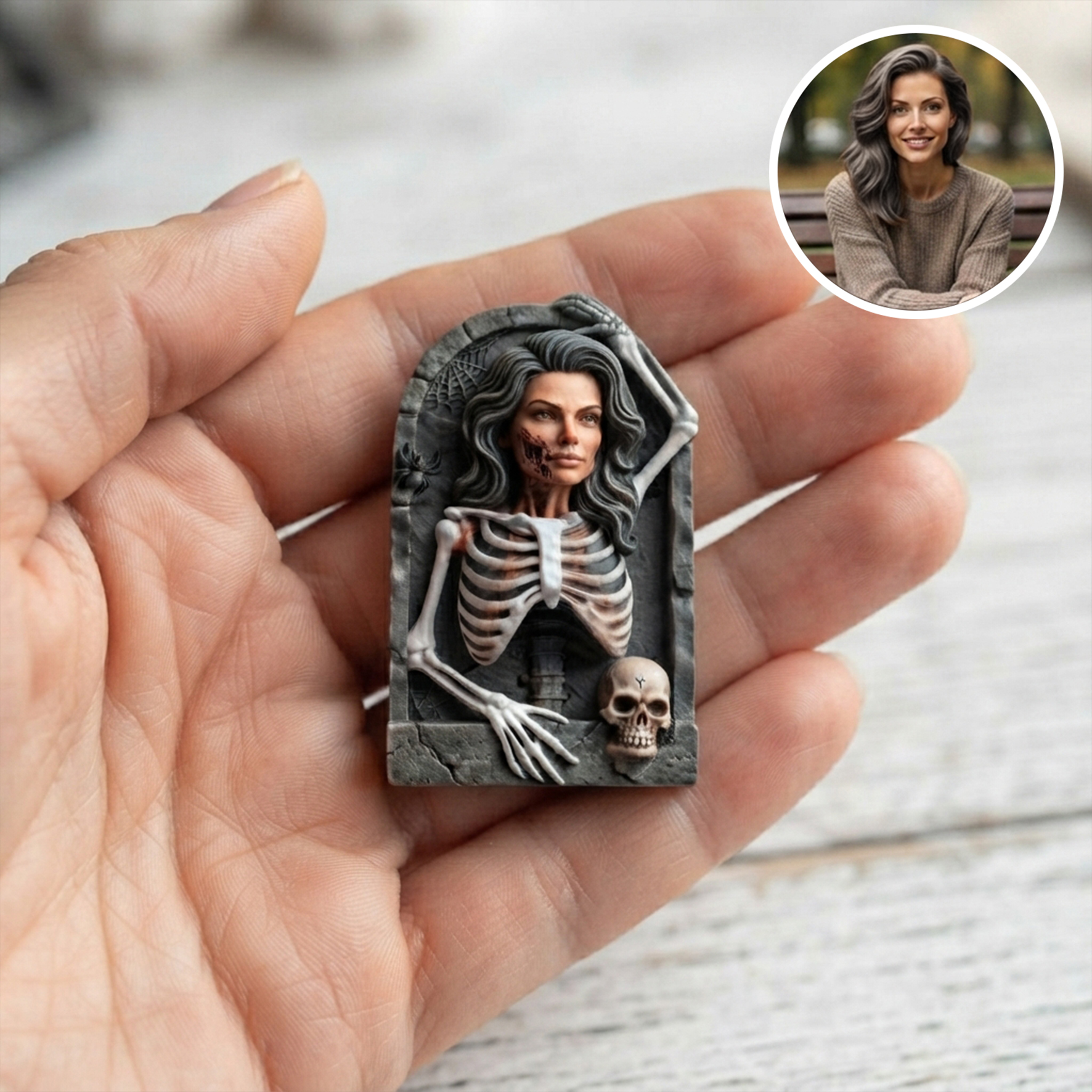 Custom 3D Relief Cartoon Fridge Magnet | Personalized Halloween Vintage Fridge Magnet | Customizable with Photos | Halloween Gift for Him/Her/Family