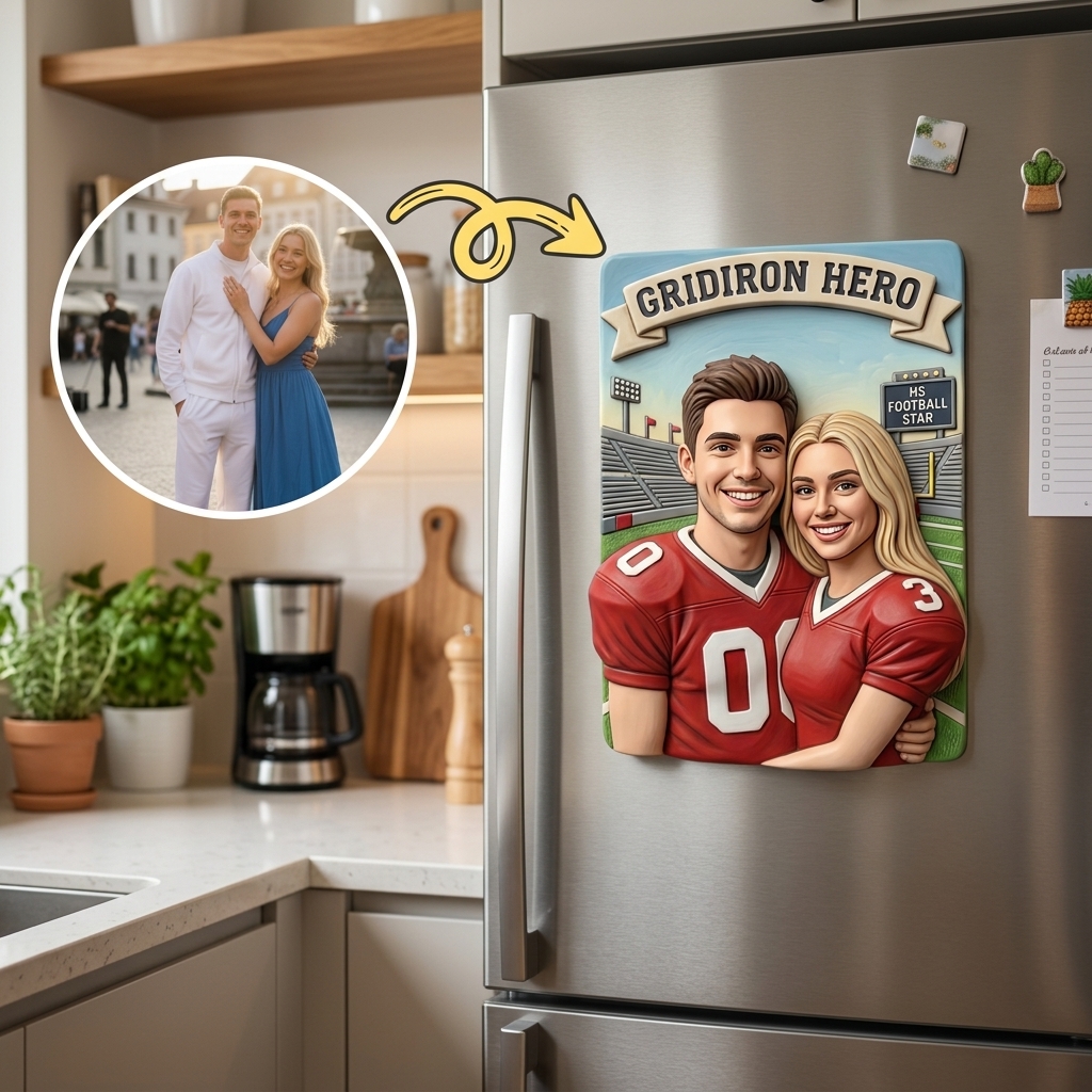 Customized 3D Cartoon Fridge Magnets | Customizable with family photos, pet photos, couple photos | Unique hand-painted 3D embossed commemorative gifts, suitable for holidays, birthdays, anniversaries, and other occasions.