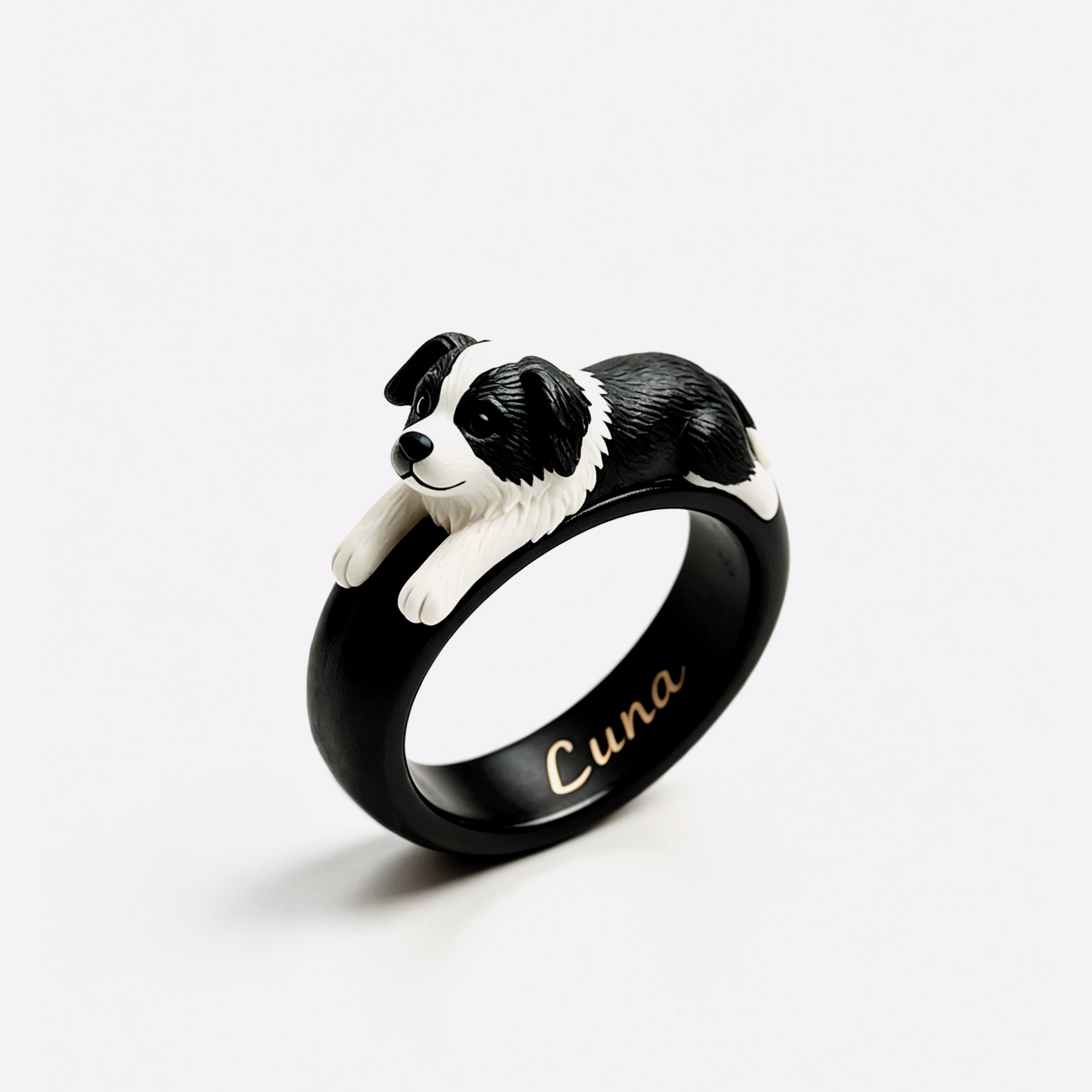 Customized 3D pet portrait rings, personalized 3D pet portrait rings, commemorative gifts for pet lovers.
