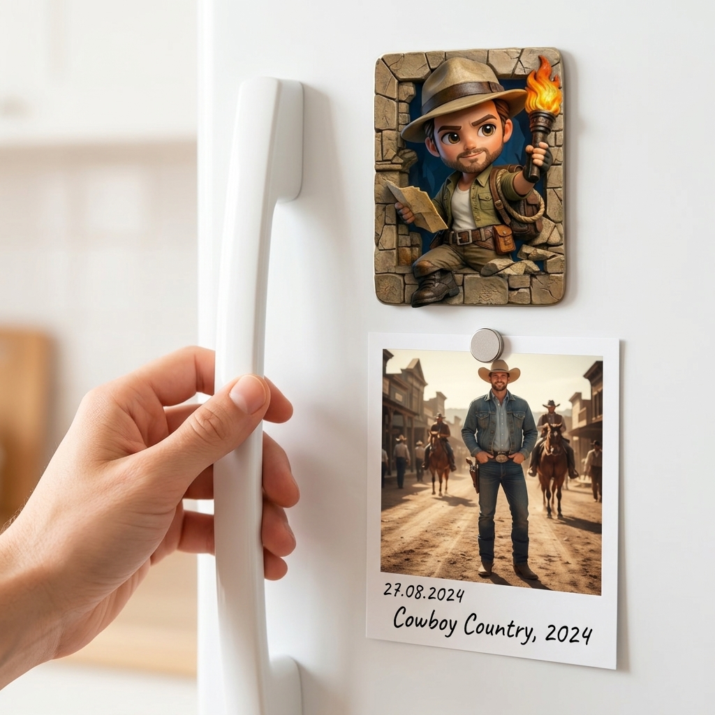 Customized 3D Cartoon Fridge Magnets | Customizable with family photos, pet photos, couple photos | Unique hand-painted 3D embossed commemorative gifts, suitable for holidays, birthdays, anniversaries, and other occasions.