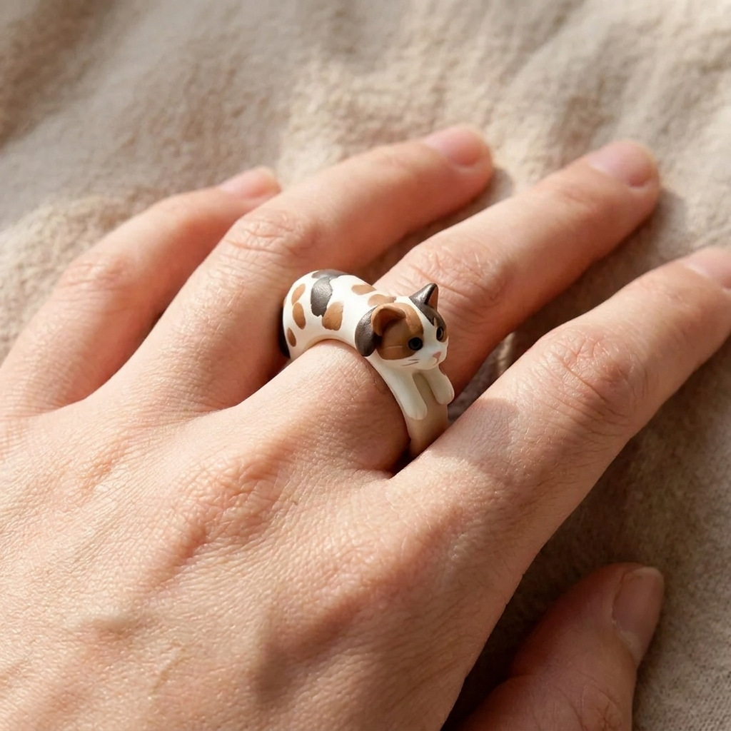 Customized 3D pet portrait rings, personalized 3D pet portrait rings, commemorative gifts for pet lovers.