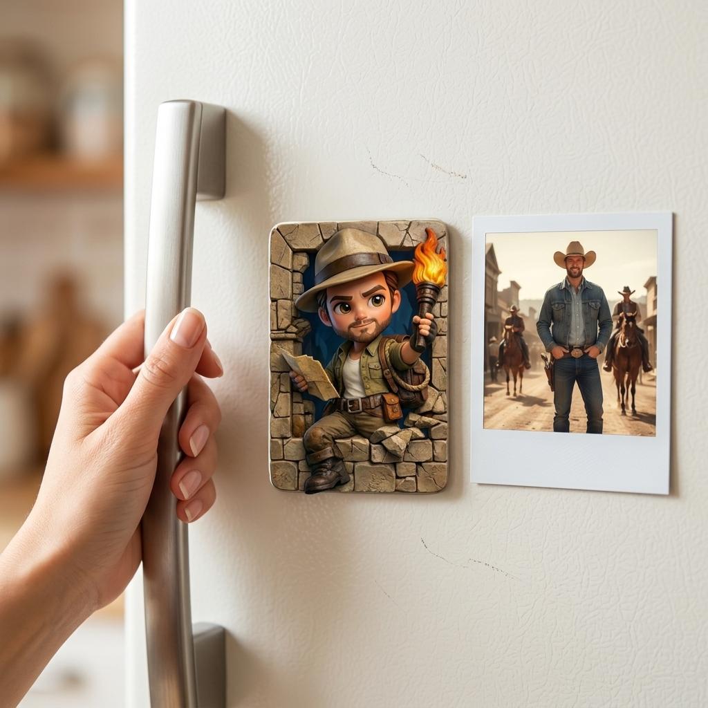 Customized 3D Cartoon Fridge Magnets | Customizable with family photos, pet photos, couple photos | Unique hand-painted 3D embossed commemorative gifts, suitable for holidays, birthdays, anniversaries, and other occasions.