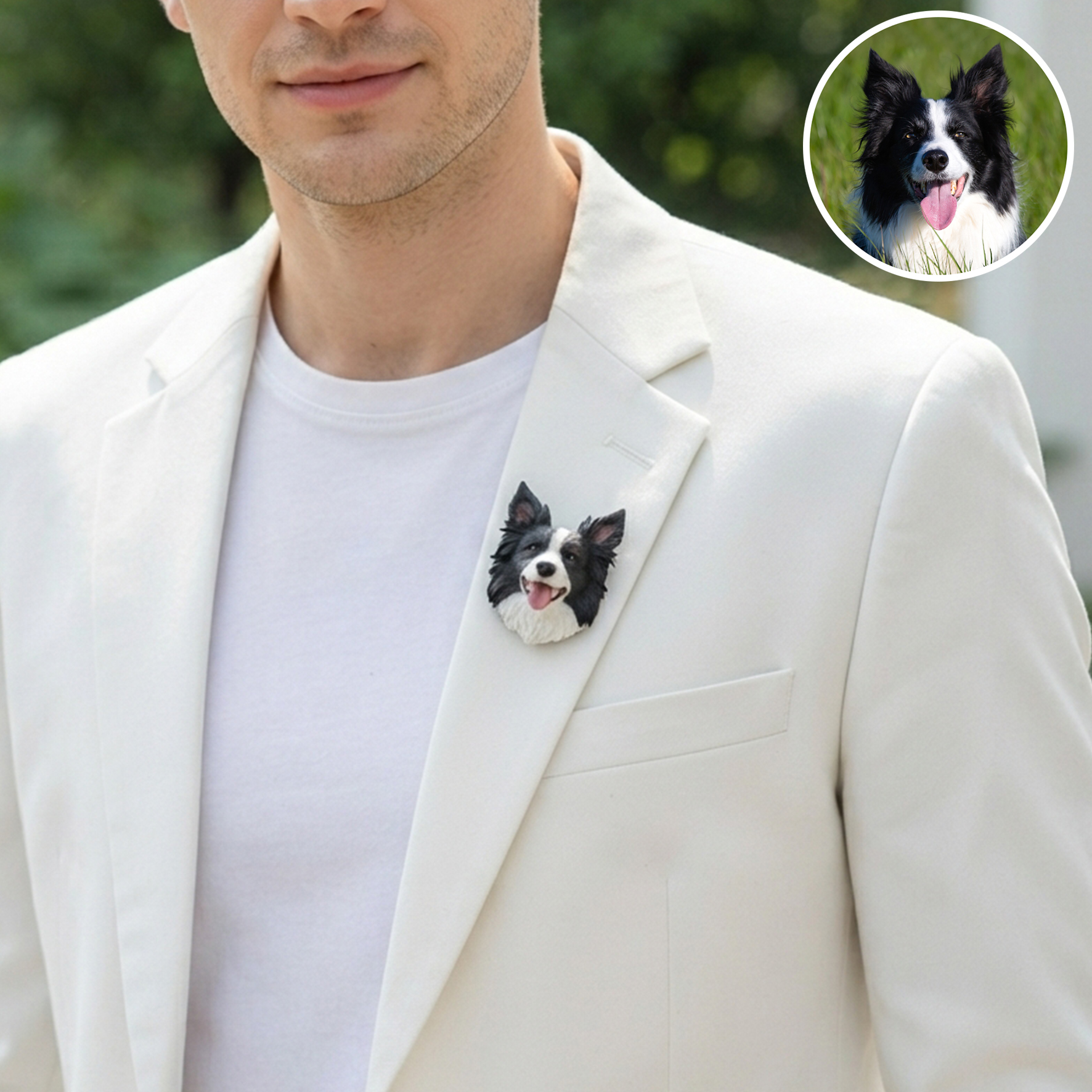 Customized 3D pet portrait brooch, personalized 3D pet portrait brooch, commemorative gifts for pet lovers.