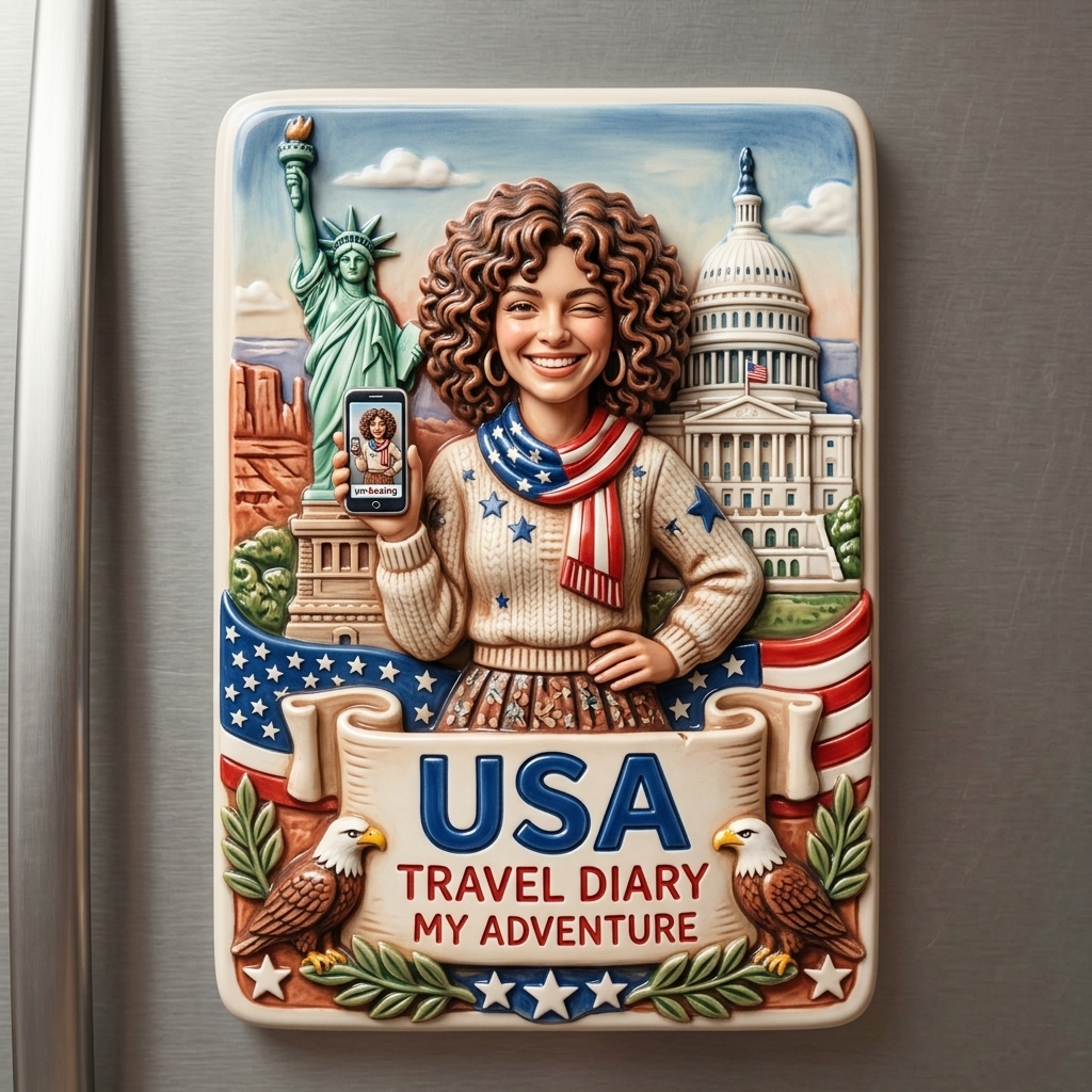 PrintyNext 3D Custom Travel Fridge Magnets, Personalized  Souvenir with City Landmark & Your Figure, Custom 3D City Landmark Fridge Magnets, Unique Travel Souvenirs, Collectible Resin Statues, Home Decor Souvenirs