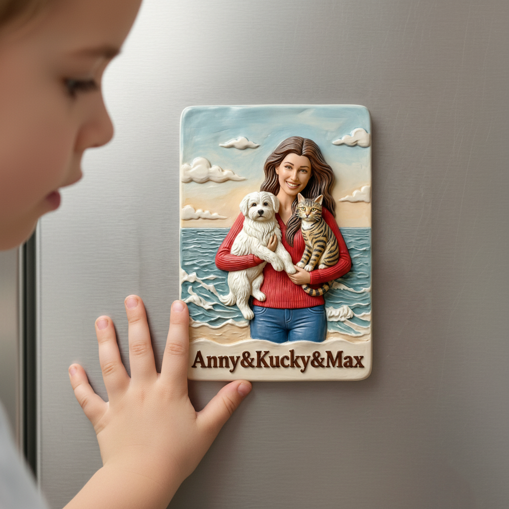 Customized 3D Cartoon Fridge Magnets | Customizable with family photos, pet photos, couple photos | Unique hand-painted 3D embossed commemorative gifts, suitable for holidays, birthdays, anniversaries, and other occasions.