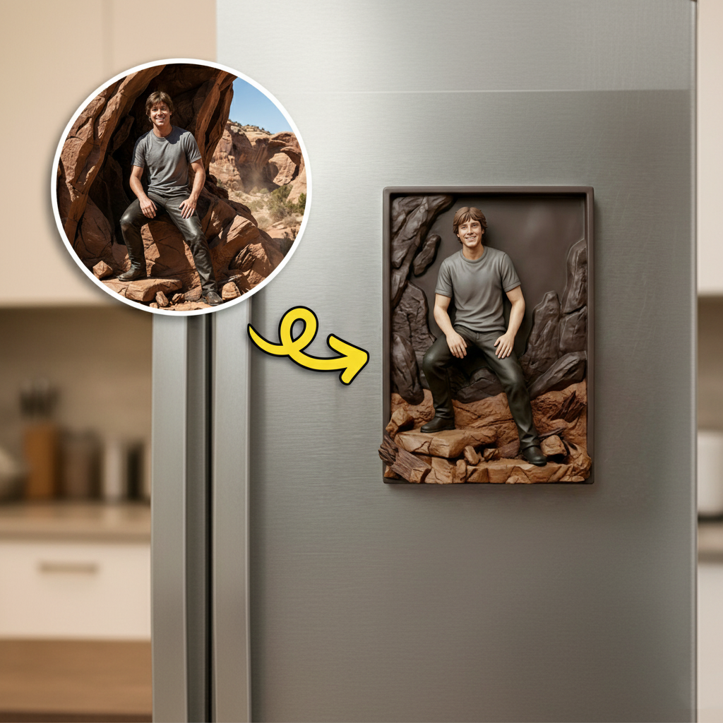 Customized 3D Cartoon Fridge Magnets | Customizable with family photos, pet photos, couple photos | Unique hand-painted 3D embossed commemorative gifts, suitable for holidays, birthdays, anniversaries, and other occasions.