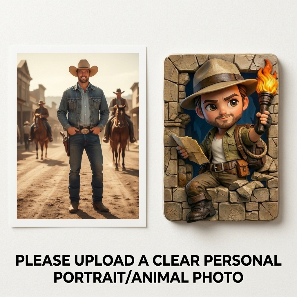 Customized 3D Cartoon Fridge Magnets | Customizable with family photos, pet photos, couple photos | Unique hand-painted 3D embossed commemorative gifts, suitable for holidays, birthdays, anniversaries, and other occasions.