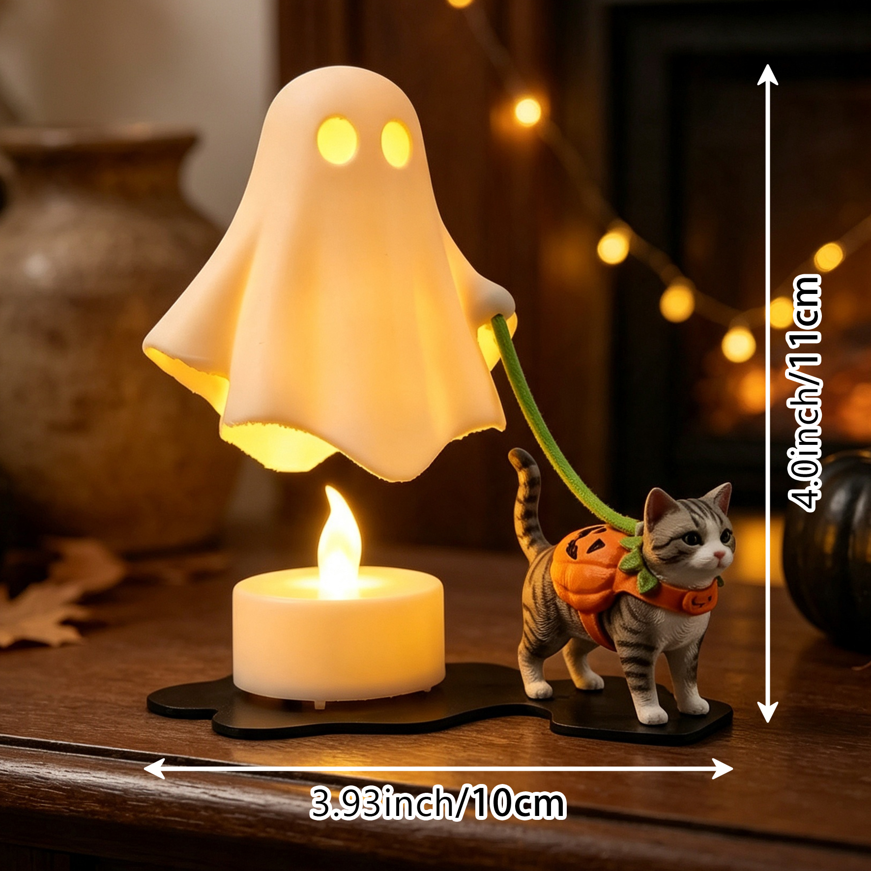 Personalized 3D Printed Pet wtih Ghost, Custom Pet with Halloween Floating Ghost Lamp, Desk Rustic Ghost Pet Night Light, Halloween Dogs Cats Desk Decor, Ghost Ornament Gift, Ghost Dog Walker 3D Printed Decor