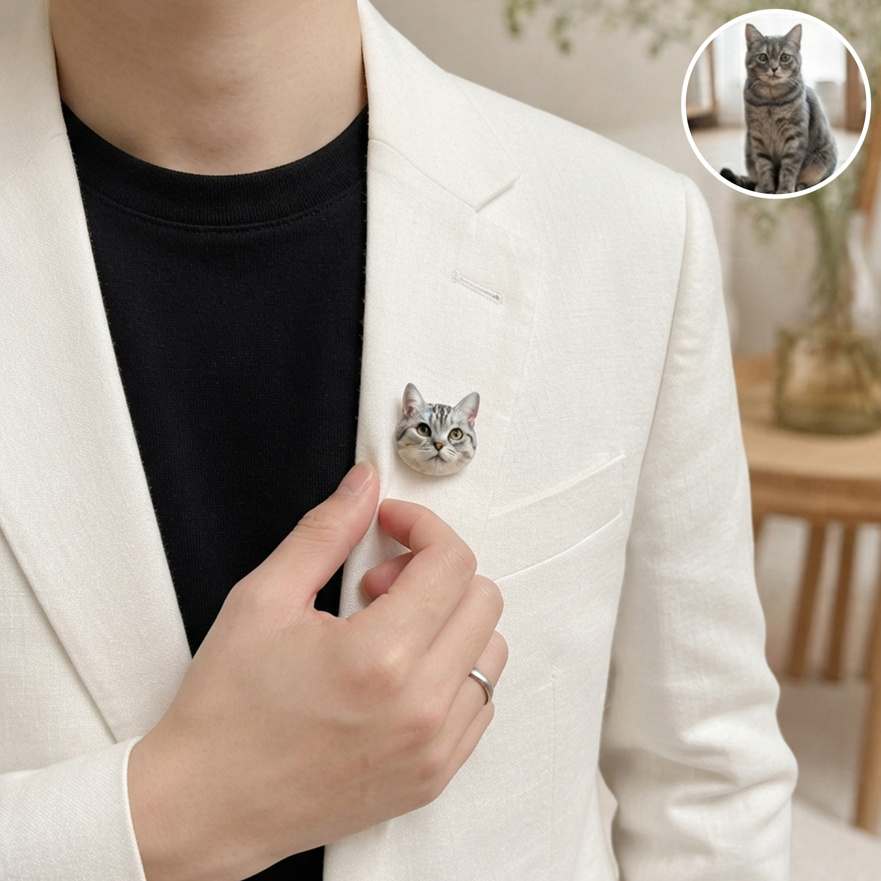 Customized 3D pet portrait brooch, personalized 3D pet portrait brooch, commemorative gifts for pet lovers.