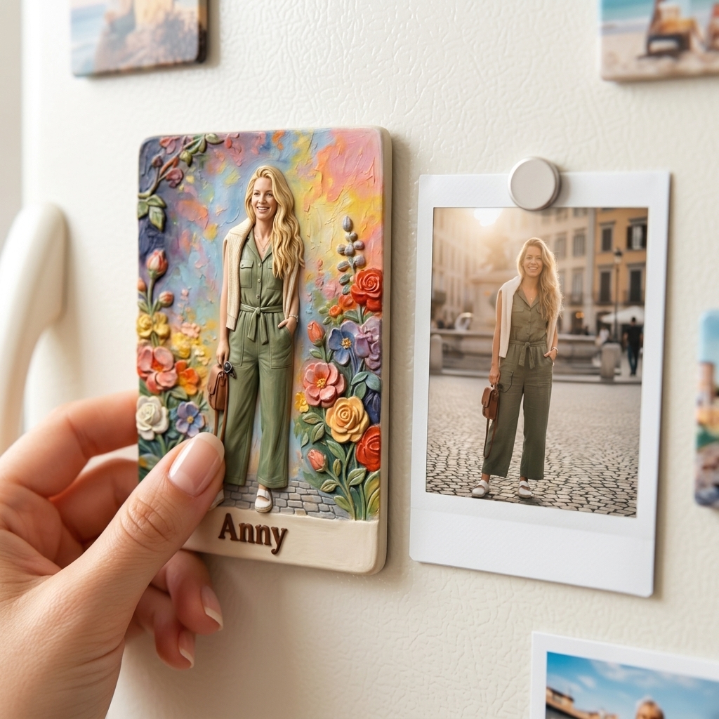 Customized 3D Cartoon Fridge Magnets | Customizable with family photos, pet photos, couple photos | Unique hand-painted 3D embossed commemorative gifts, suitable for holidays, birthdays, anniversaries, and other occasions.