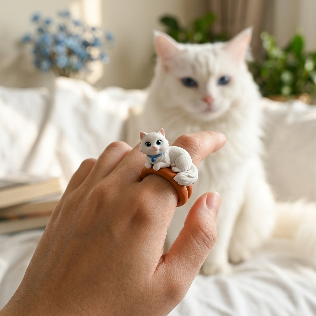 Customized 3D pet portrait rings, personalized 3D pet portrait rings, commemorative gifts for pet lovers.