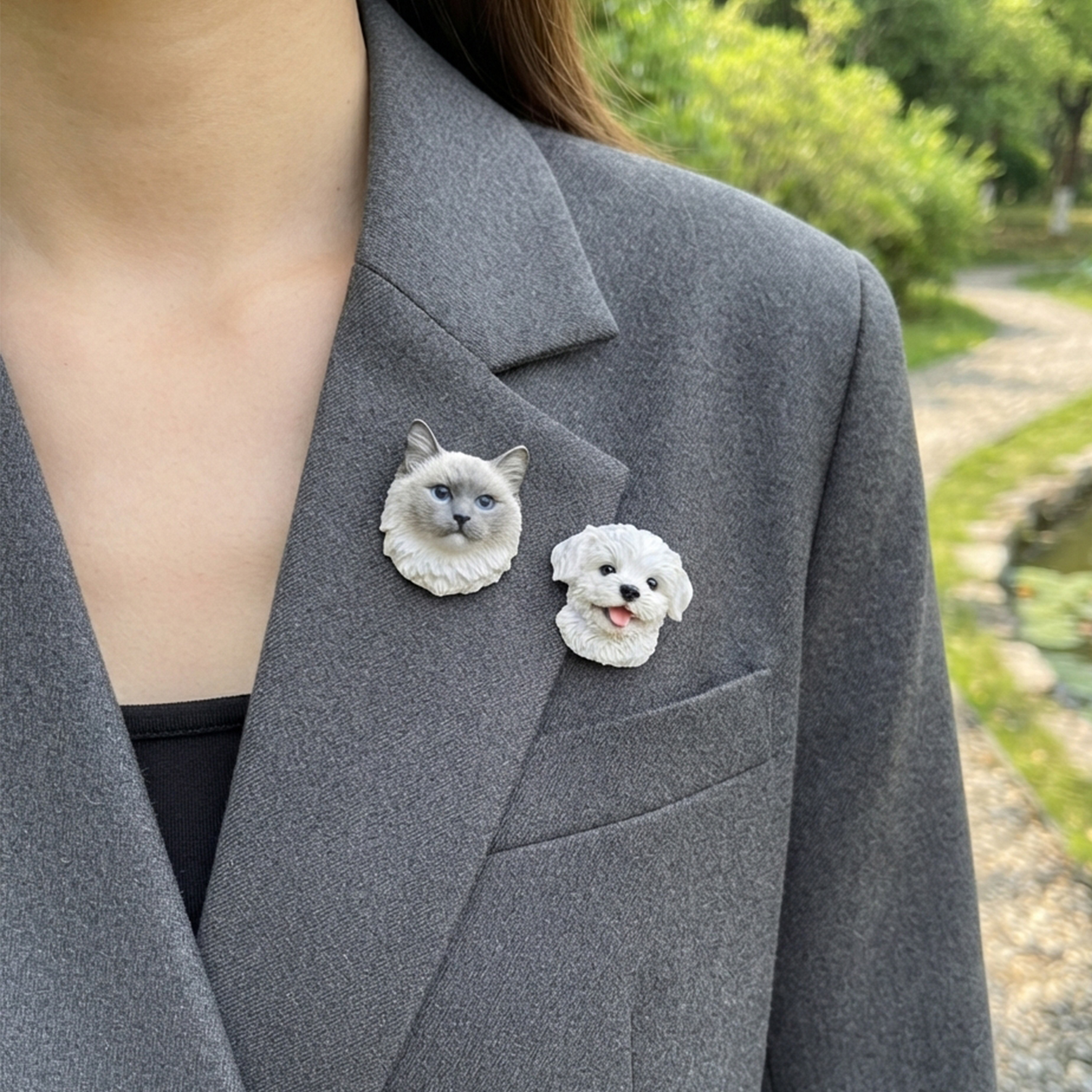 Customized 3D pet portrait brooch, personalized 3D pet portrait brooch, commemorative gifts for pet lovers.