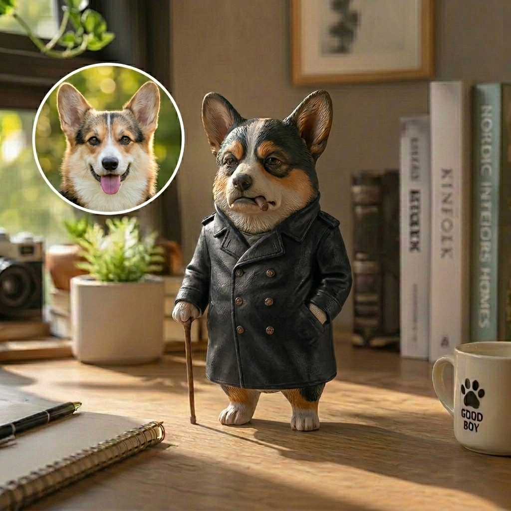 Cute 3D Custom Mini Ornaments of Characters or Pets | Made of resin, compatible with cars and offices, multi-purpose for dashboard/desktop/hanging, cartoon theme, perfect for Independence Day gifts.