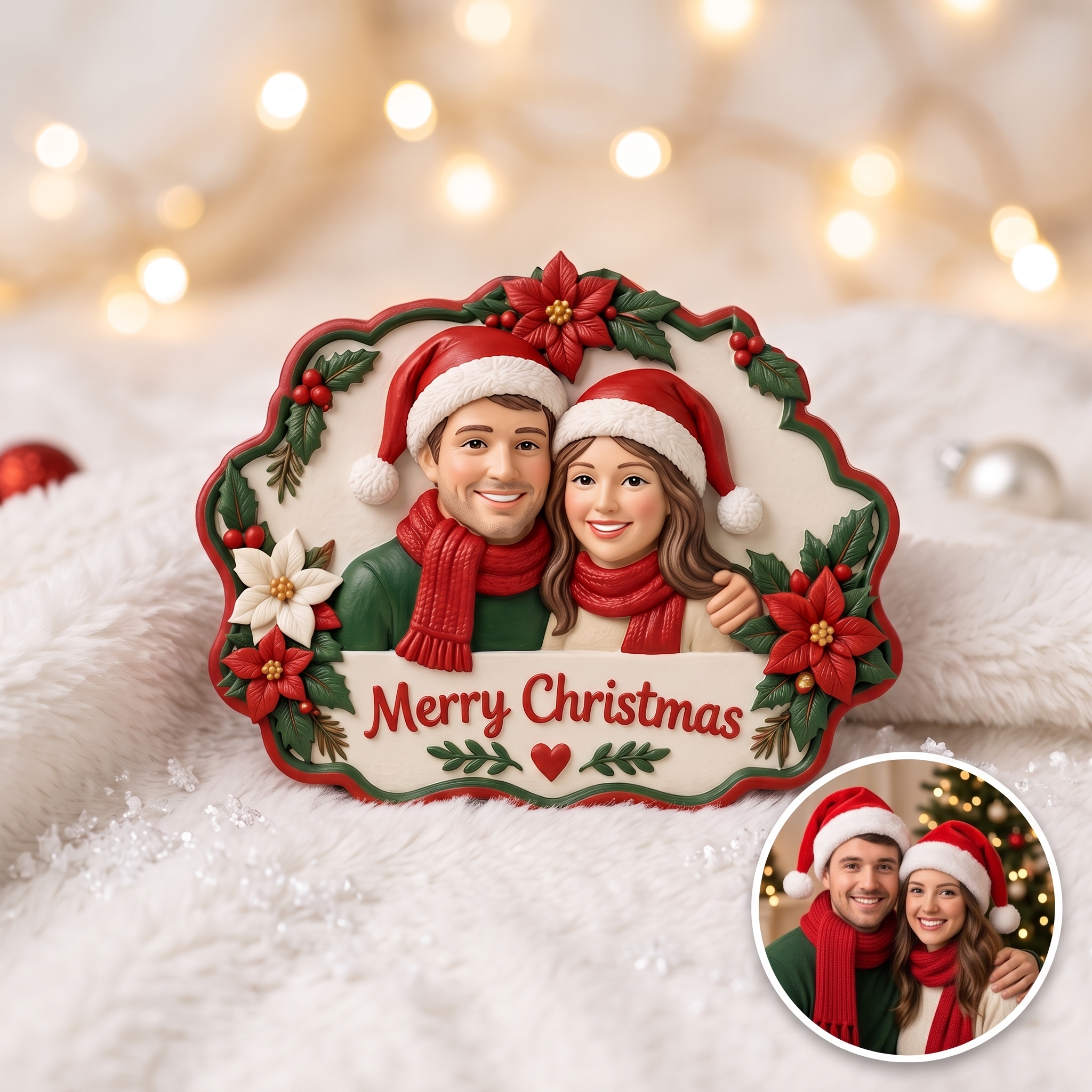Custom 3D Christmas Portrait Fridge Magnet