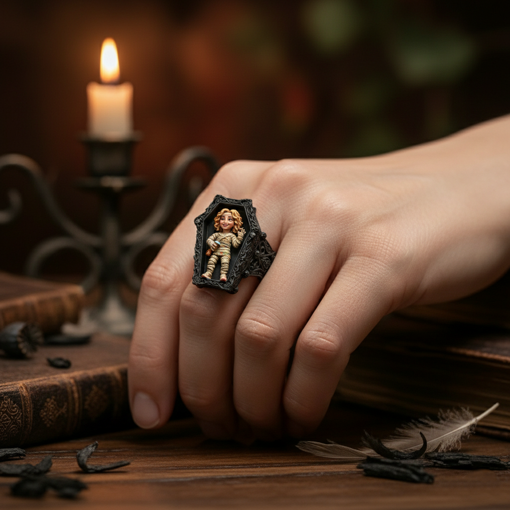 Personalized 3D figurine rings, custom commemorative jewelry, and meaningful gifts for couples.