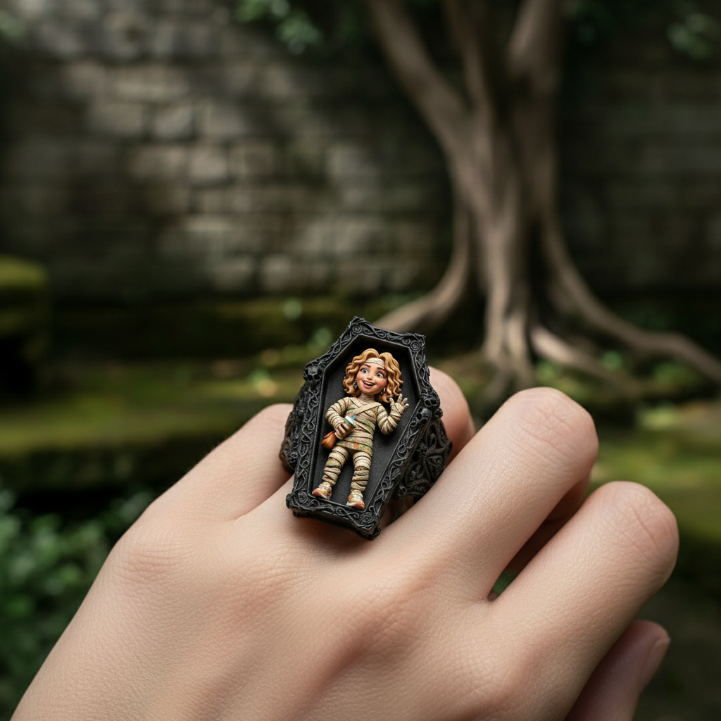 Personalized 3D figurine rings, custom commemorative jewelry, and meaningful gifts for couples.